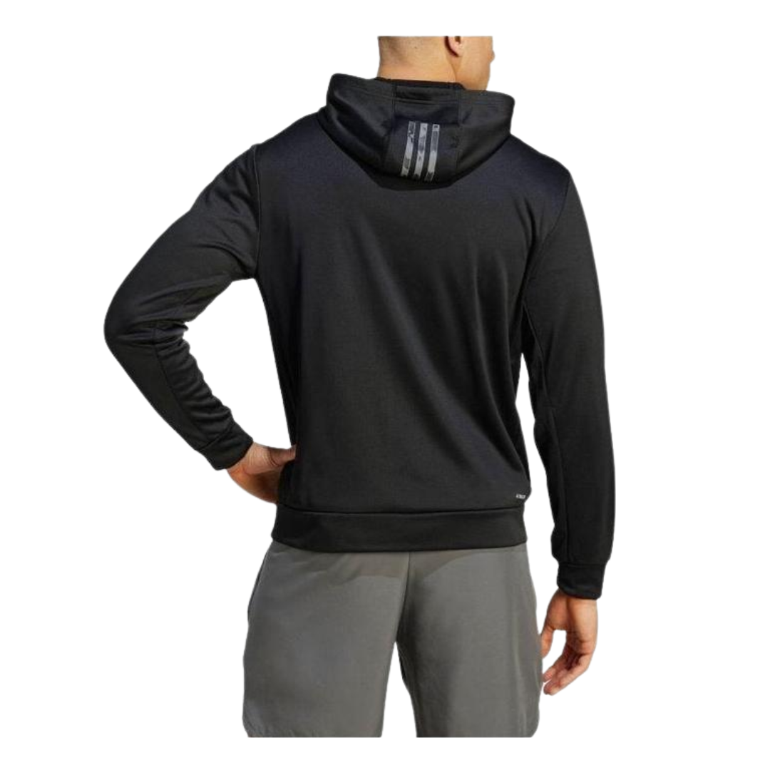 Adidas Men's Logo Print Zip-Up Hoodie – Black IJ9618