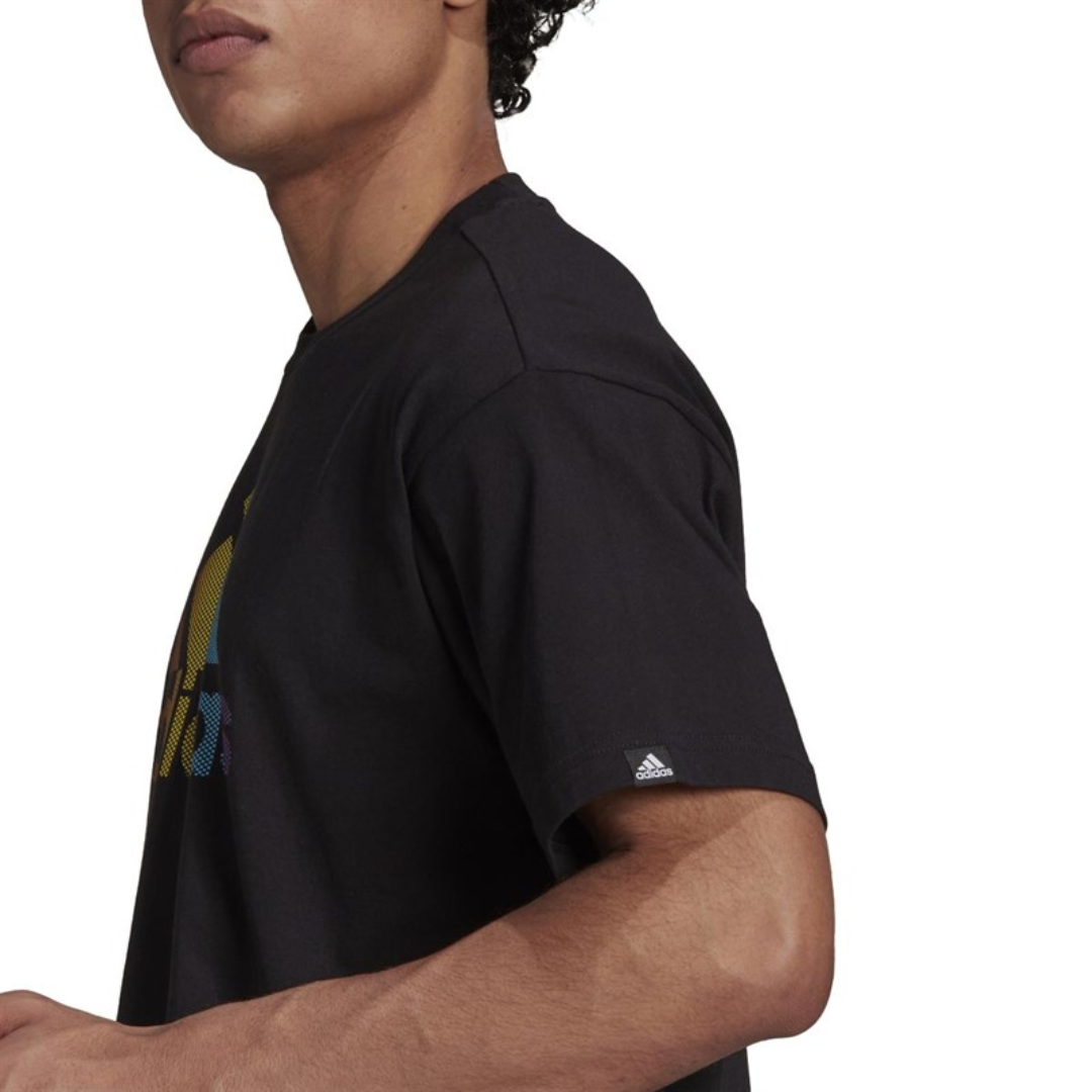 Adidas Men's Pride Logo Graphic Tee (Gender Neutral) – Black/Multicolor JW2052