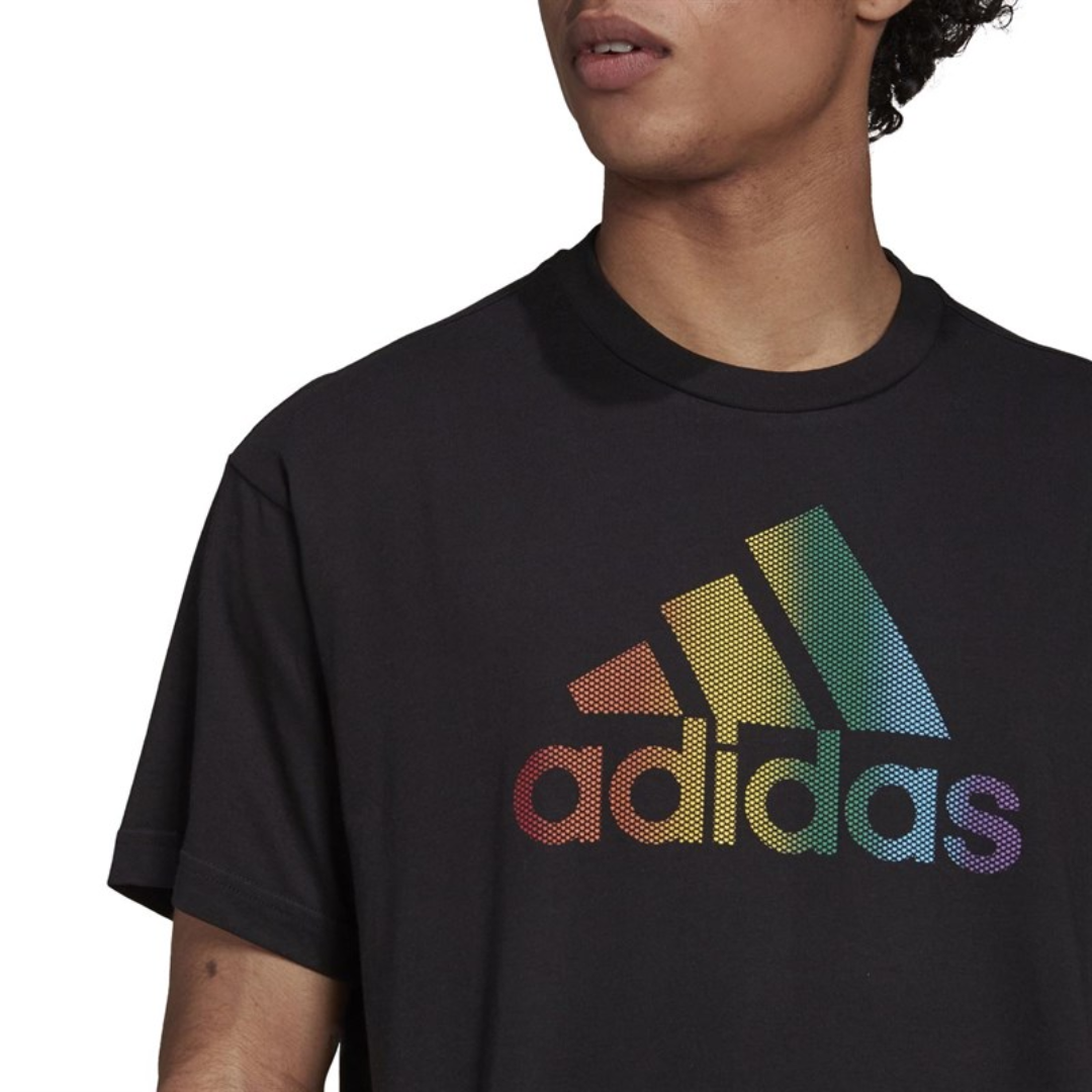 Adidas Men's Pride Logo Graphic Tee (Gender Neutral) – Black/Multicolor JW2052