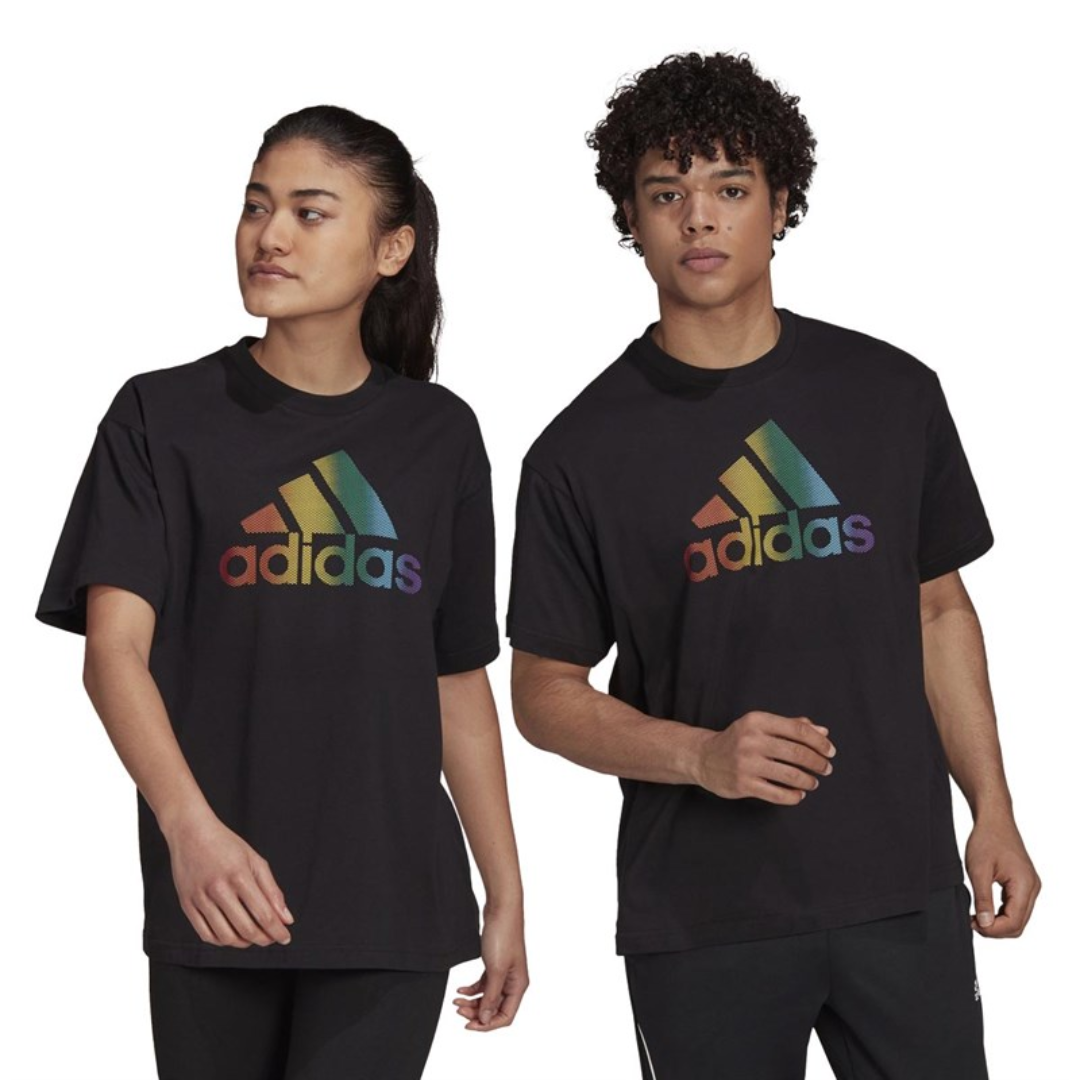 Adidas Men's Pride Logo Graphic Tee (Gender Neutral) – Black/Multicolor JW2052