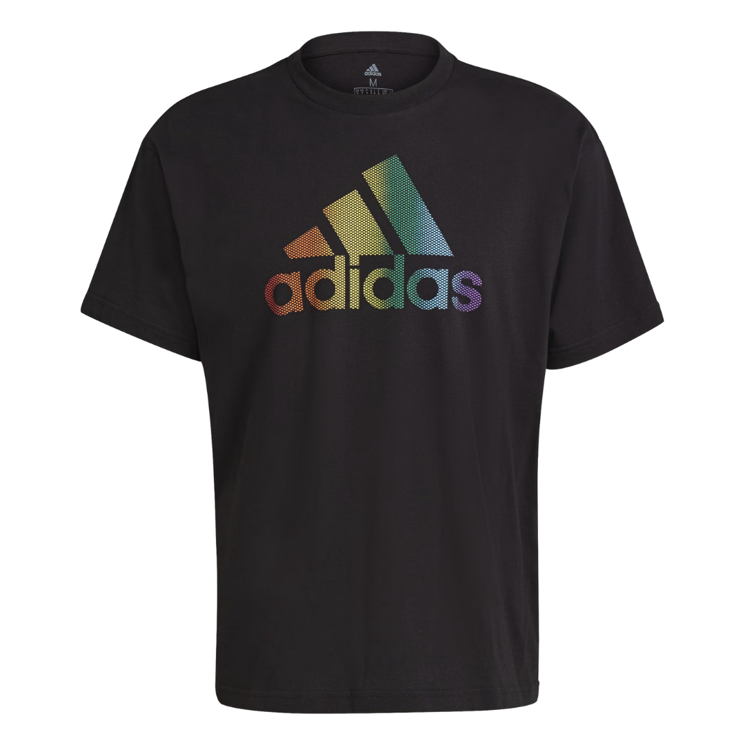 Adidas Men's Pride Logo Graphic Tee (Gender Neutral) – Black/Multicolor JW2052