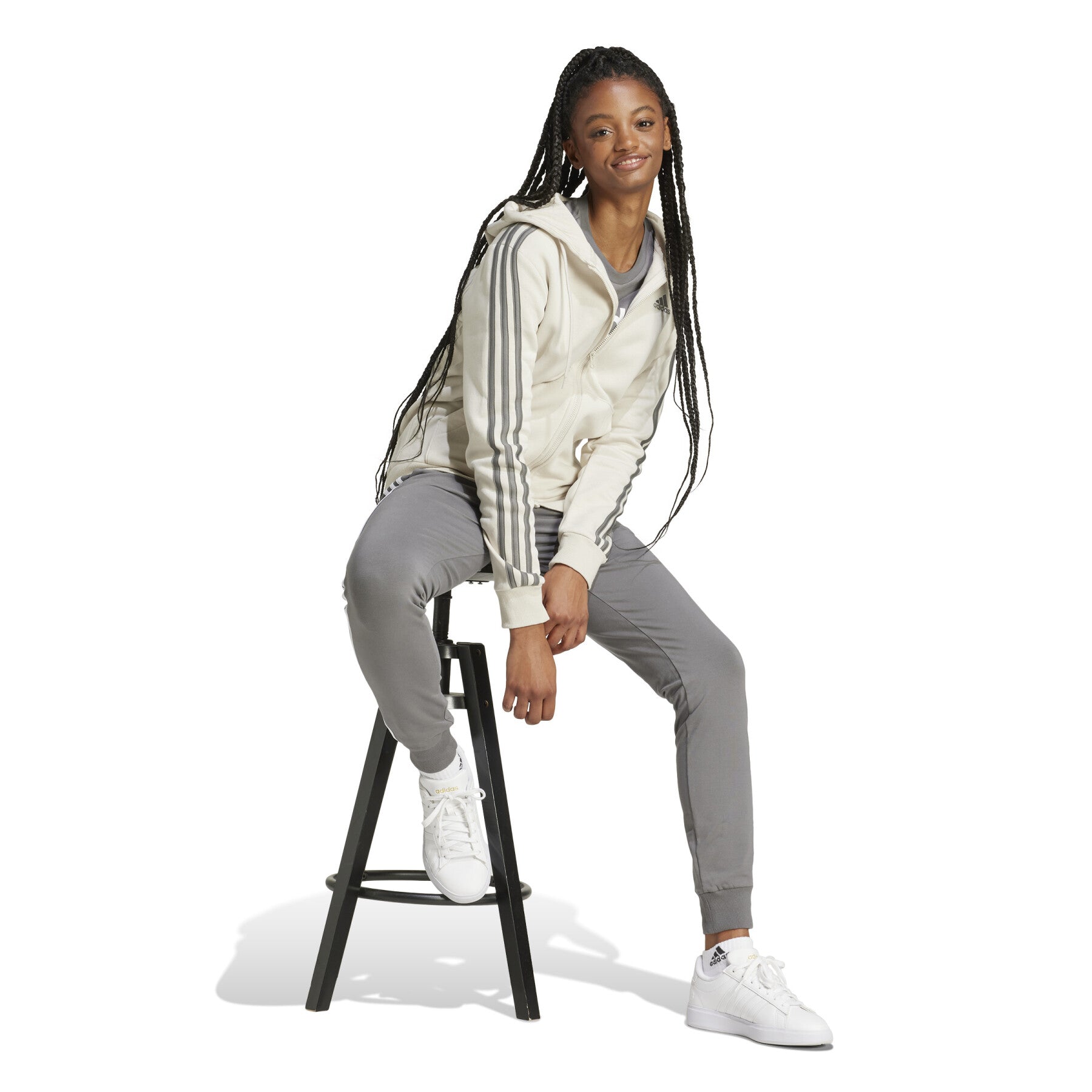Adidas Women's Fleece Zip Hoodie Aluminium Beige | IY1732