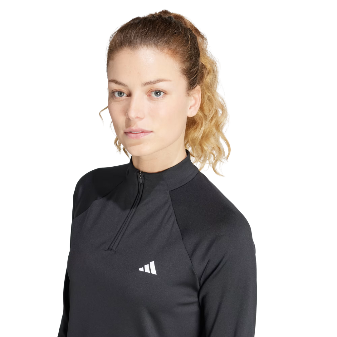 Adidas Women’s Train Essentials Minimal Branding 1/4-Zip Cover-Up – IS4028