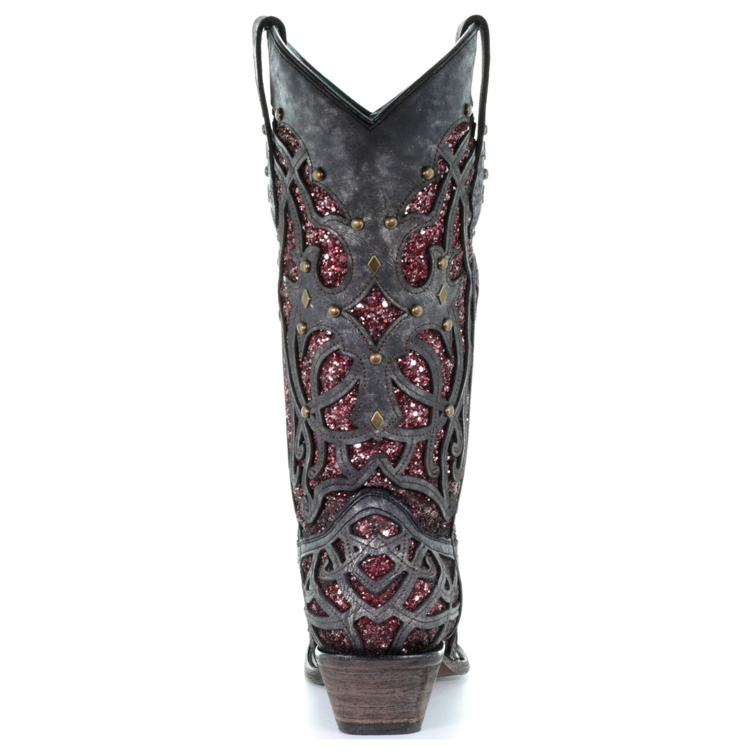 Corral Women's Plum Glitter Inlay Western Cowboy Boots
