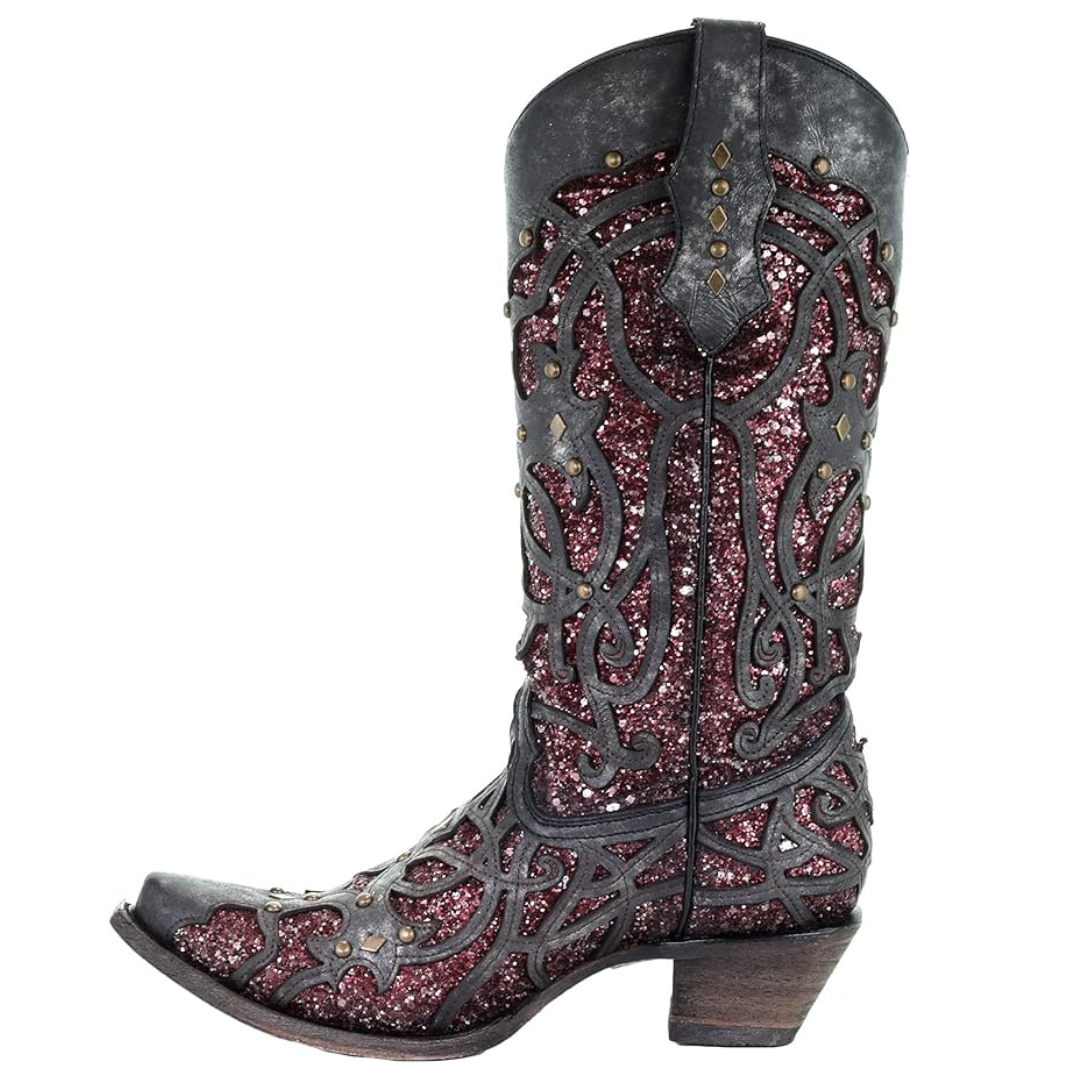 Corral Women's Plum Glitter Inlay Western Cowboy Boots