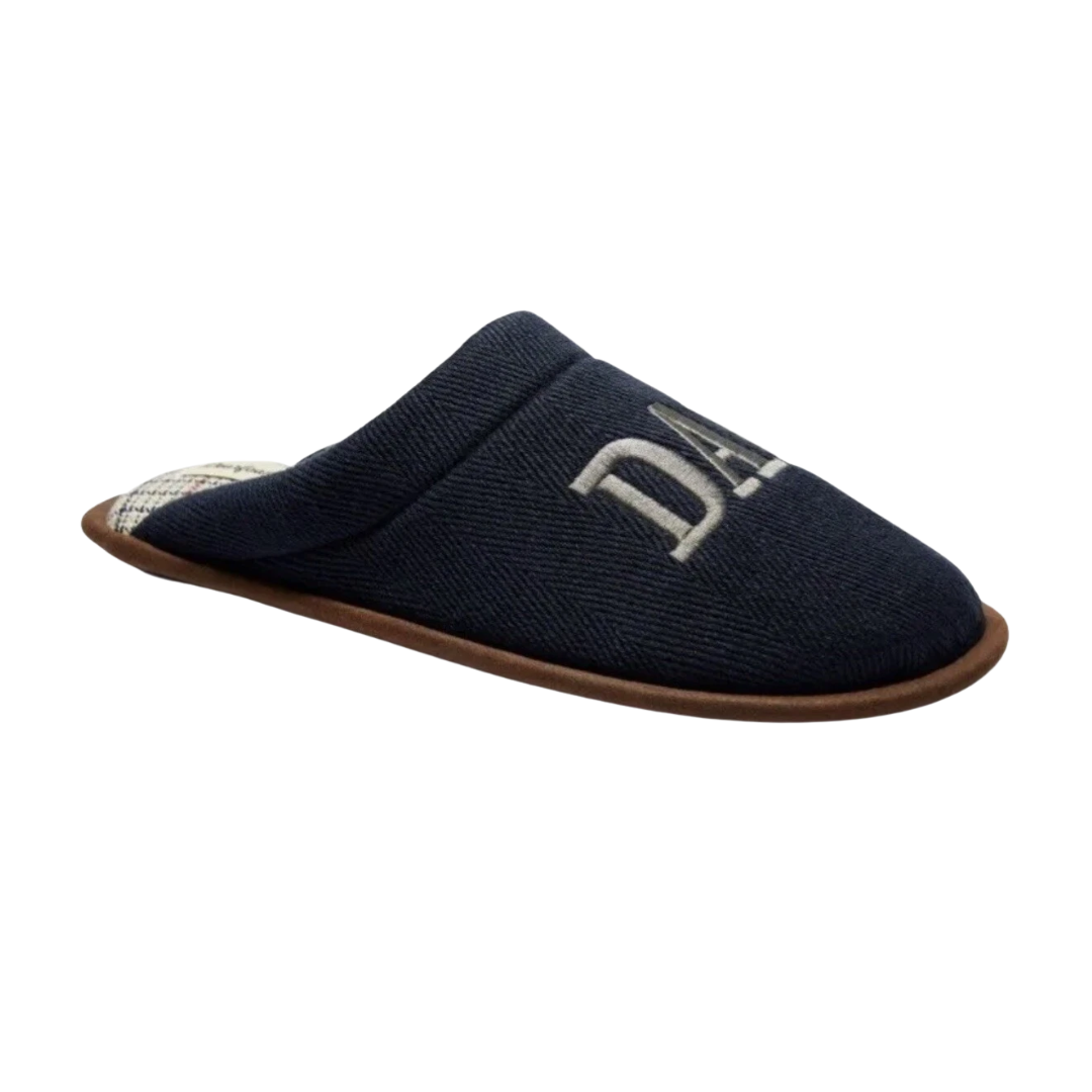 Dluxe by Dearfoams Men’s Memory Foam Dad Boss Slide Slippers – Navy