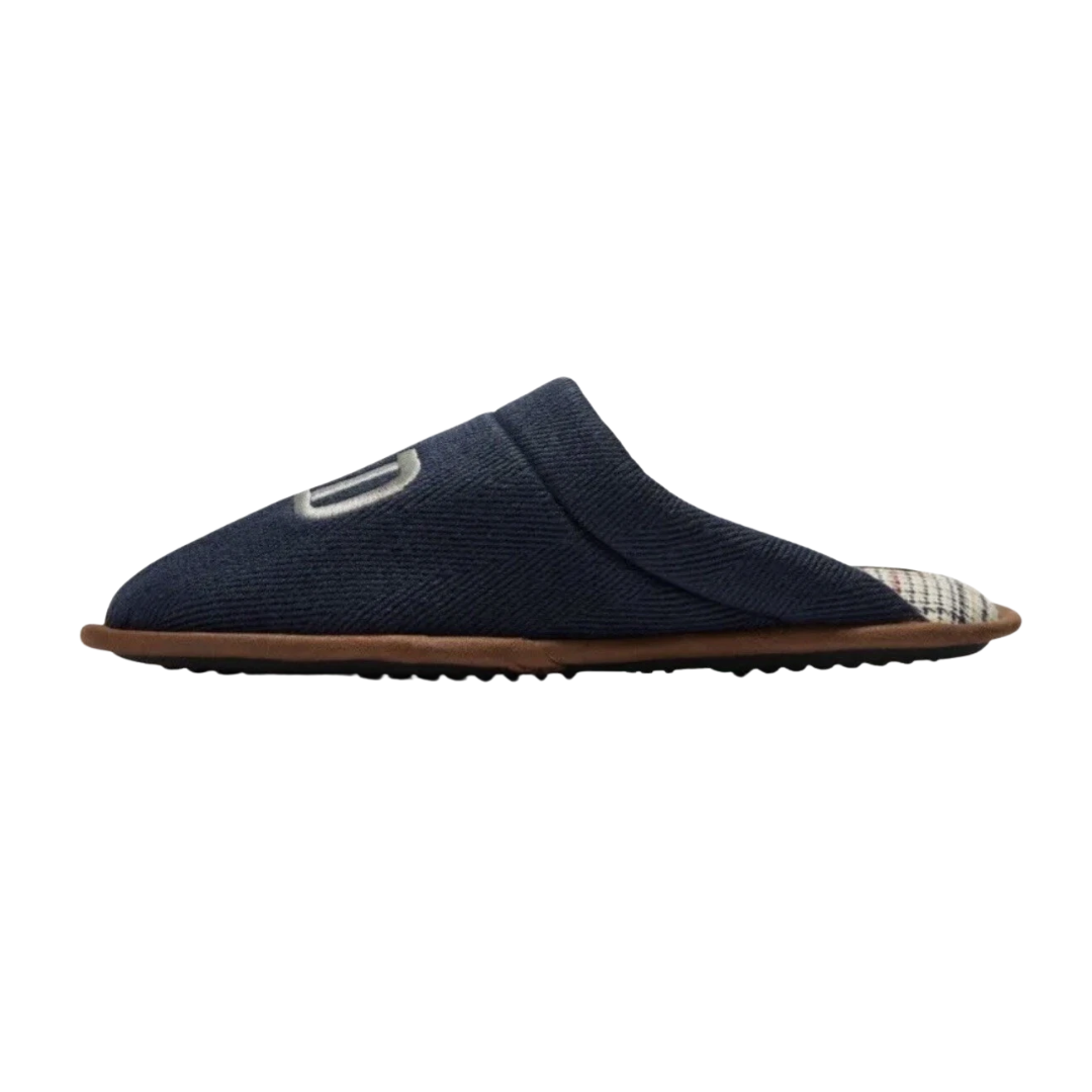 Dluxe by Dearfoams Men’s Memory Foam Dad Boss Slide Slippers – Navy