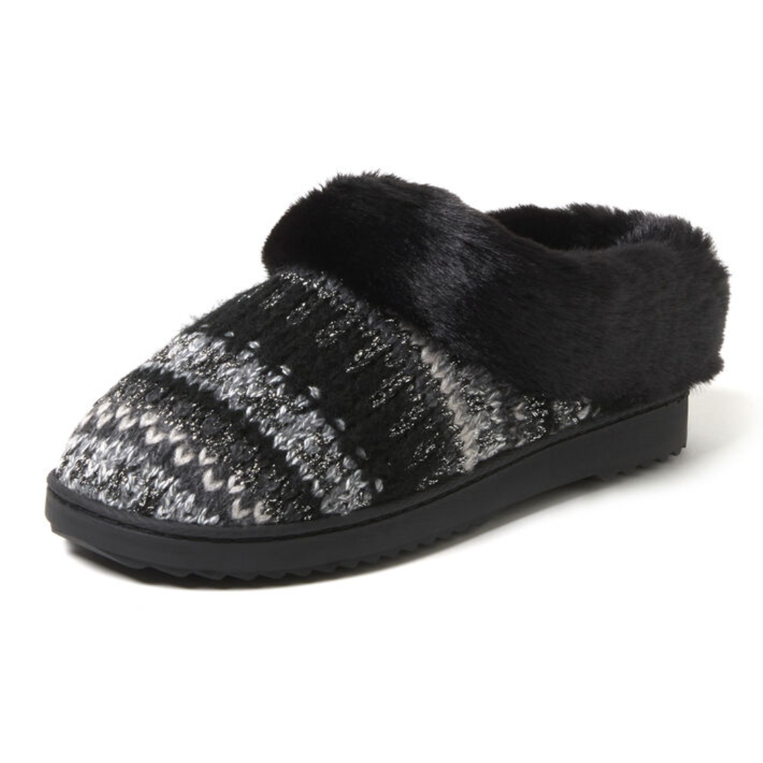 Dearfoams Women's Hannah Festive Knit Clog Slippers