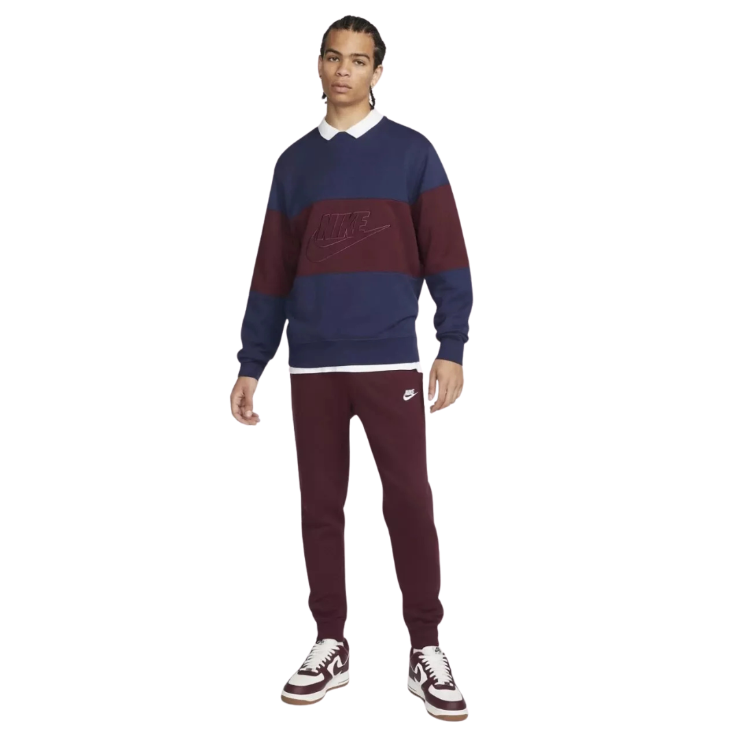 Nike Club FT Color Block Crew Sweatshirt FB7848-410