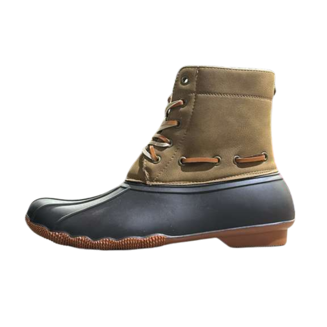 Faux Fur Cuff Combat Riding Chelsea Boots