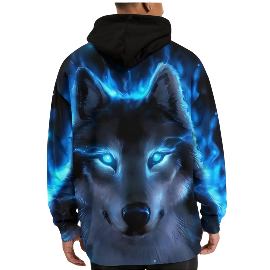 Devon Sport Unisex 3D Wolf Graphic Pull-Over Hoodie