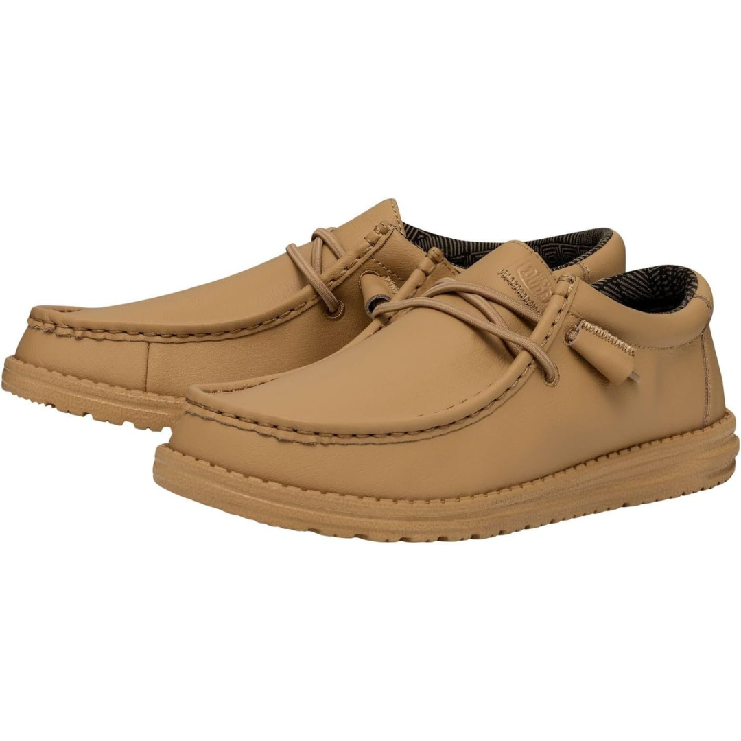 Hey Dude Men's Wally Mono Leather Comfortable & Light-Weight Tan Loafers