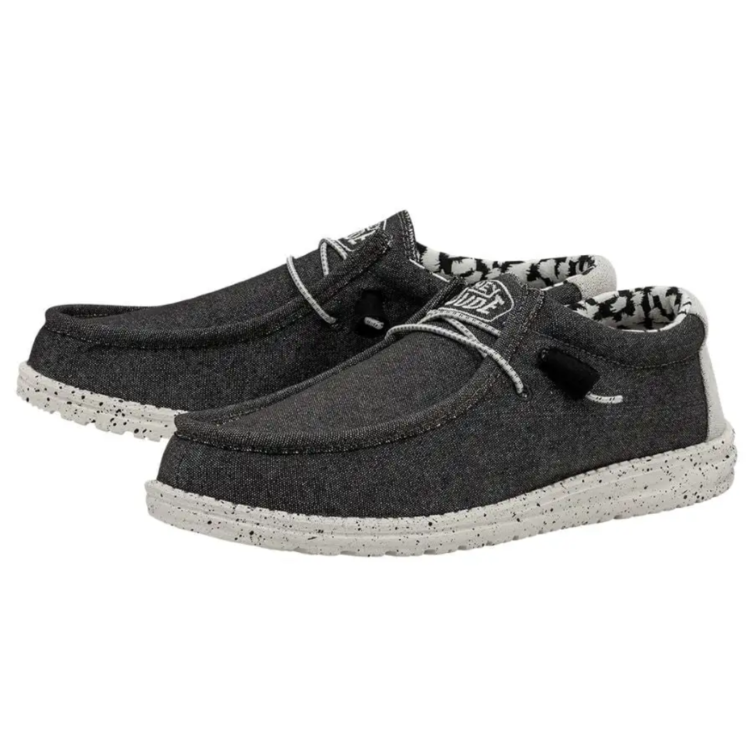 Hey Dude Men’s Wally Stretch Canvas Shoes – Opal Black 40022-1HX