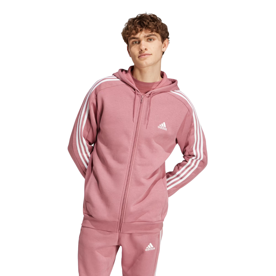 Adidas Men's Essentials Fleece 3-Stripes Full-Zip Hoodie – IX0166