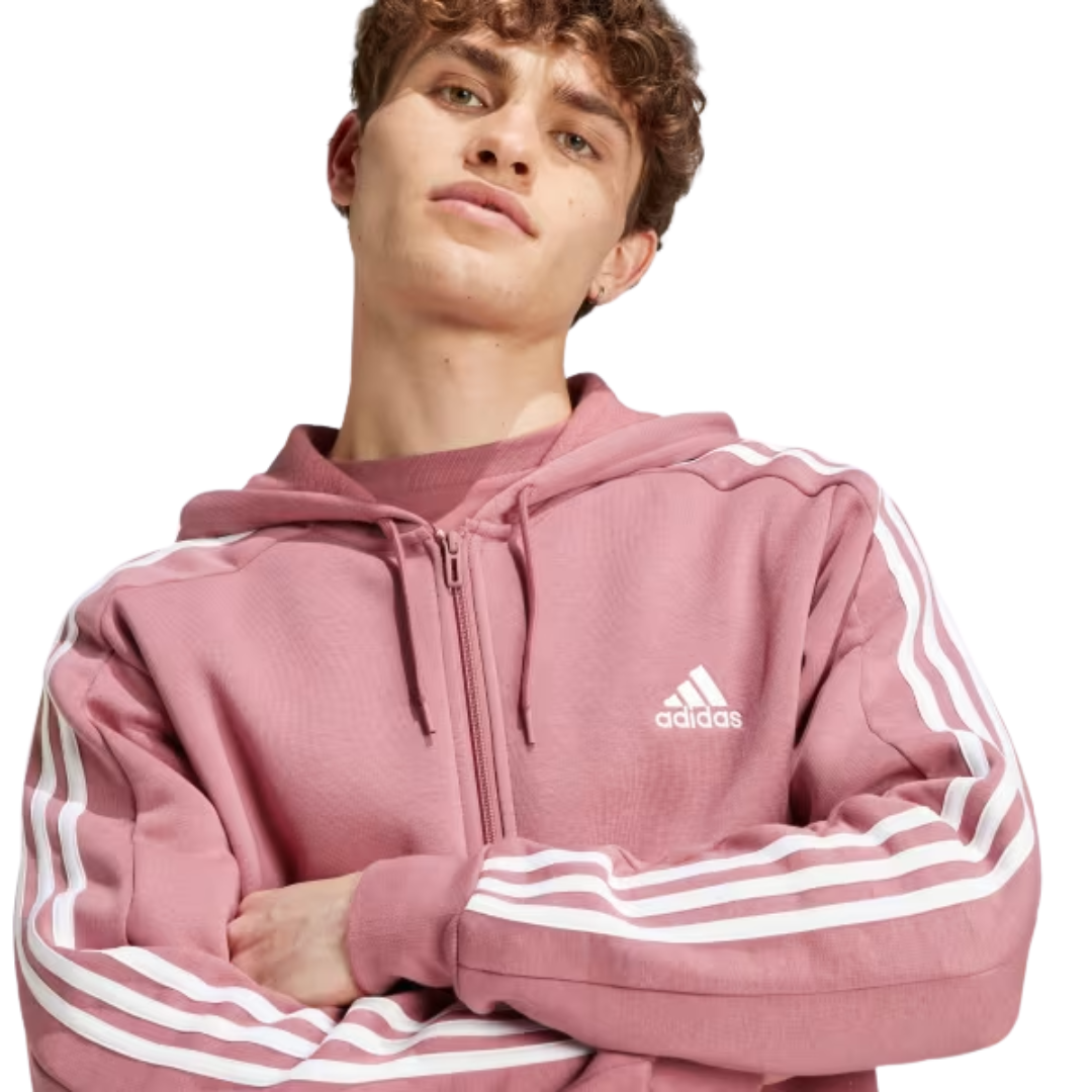 Adidas Men's Essentials Fleece 3-Stripes Full-Zip Hoodie – IX0166