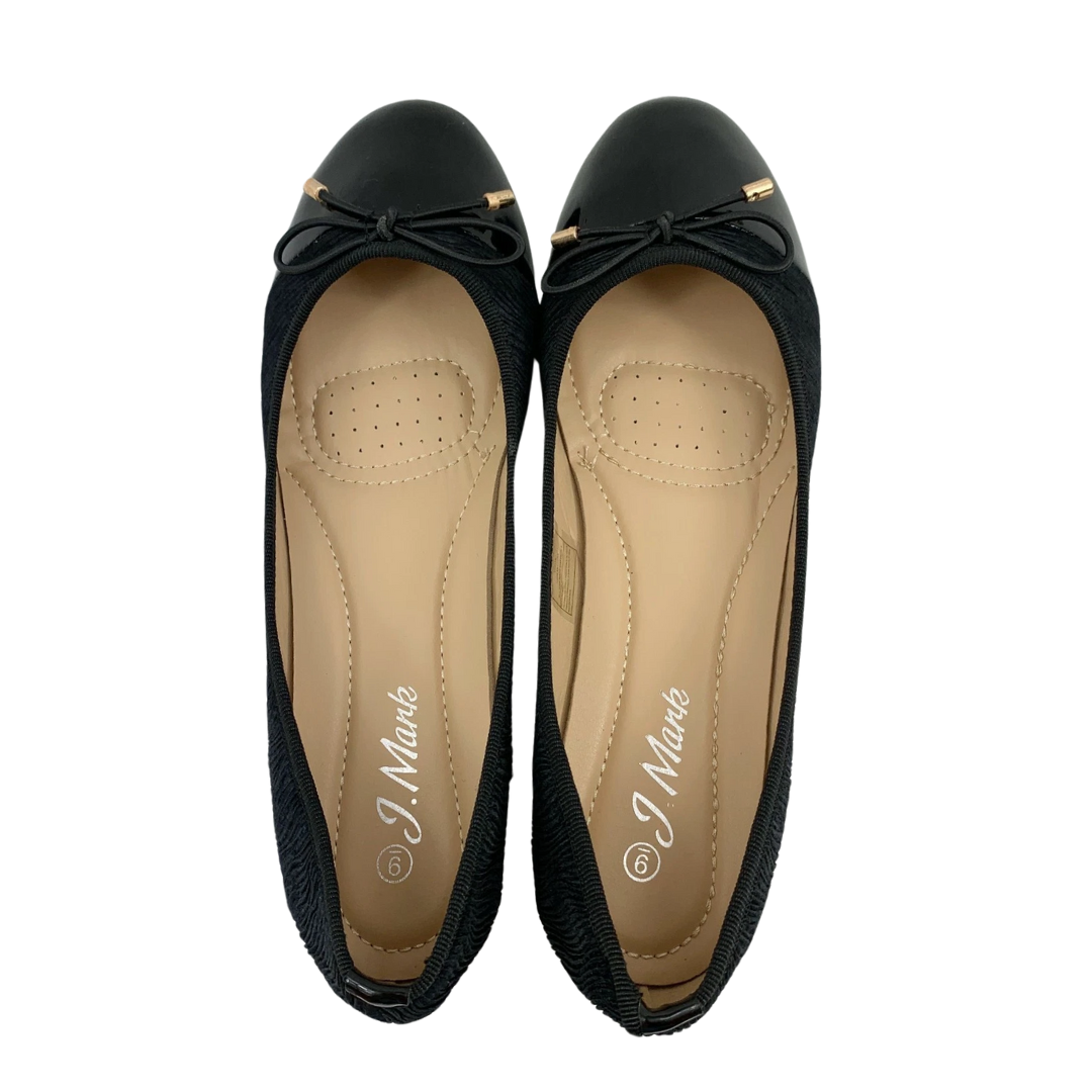 J.Mank Women's Wave Bow Accent Cheery Ballet Flats – Black