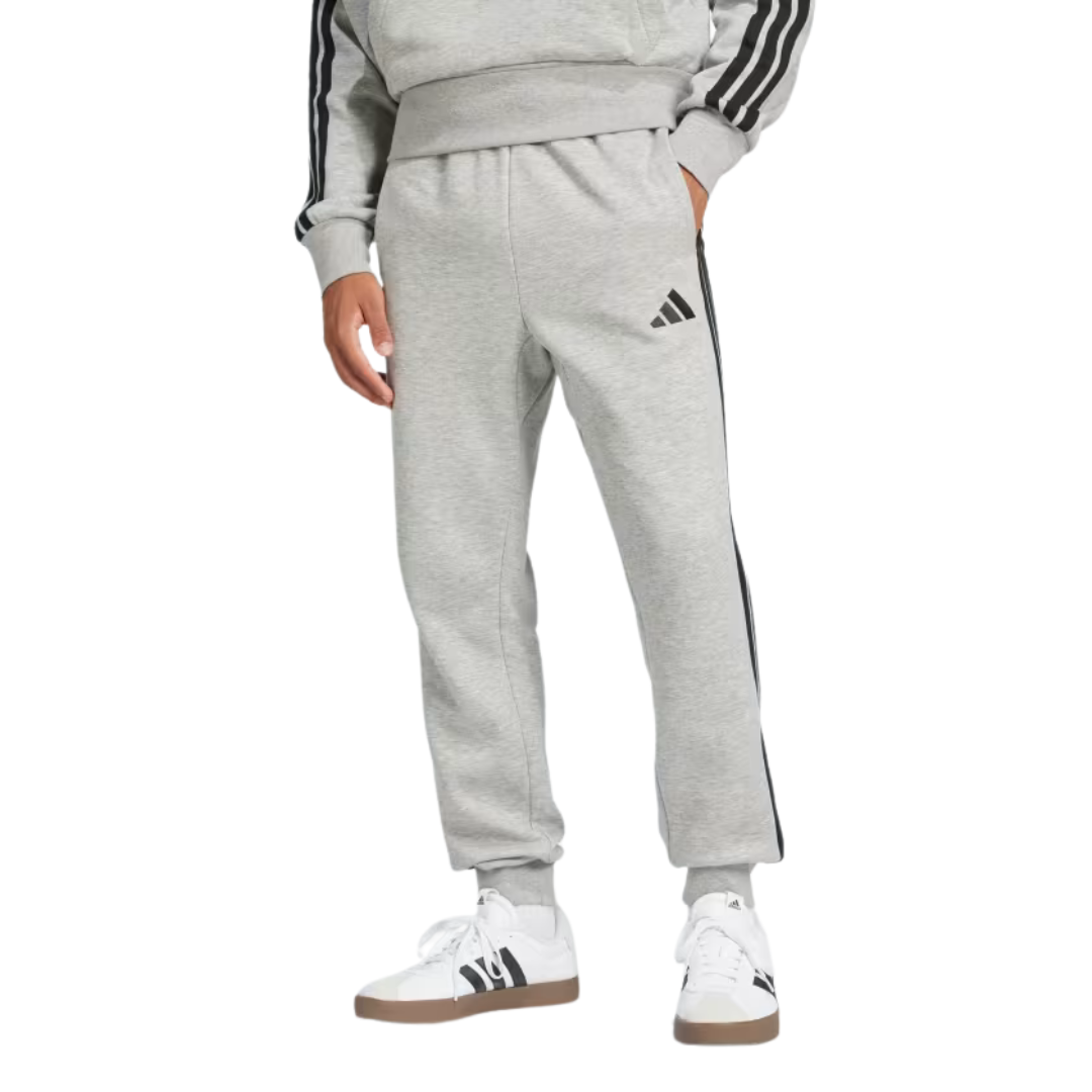Adidas Essential 3 Stripes Fleece Pants Gray