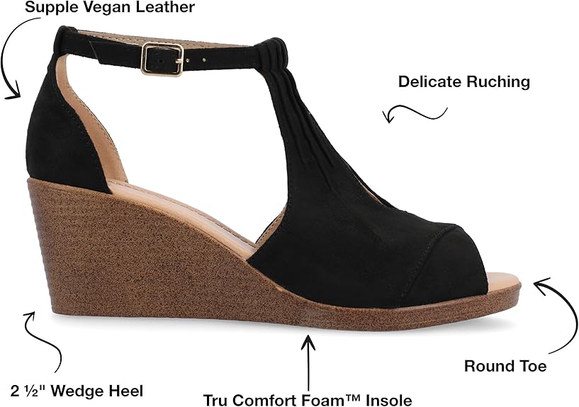 Sandalias de cuña con punta abierta y espuma Kedzie Tru Comfort para mujer de Journee 