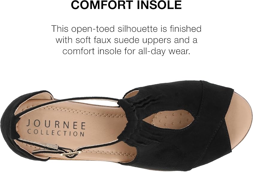 Sandalias de cuña con punta abierta y espuma Kedzie Tru Comfort para mujer de Journee 