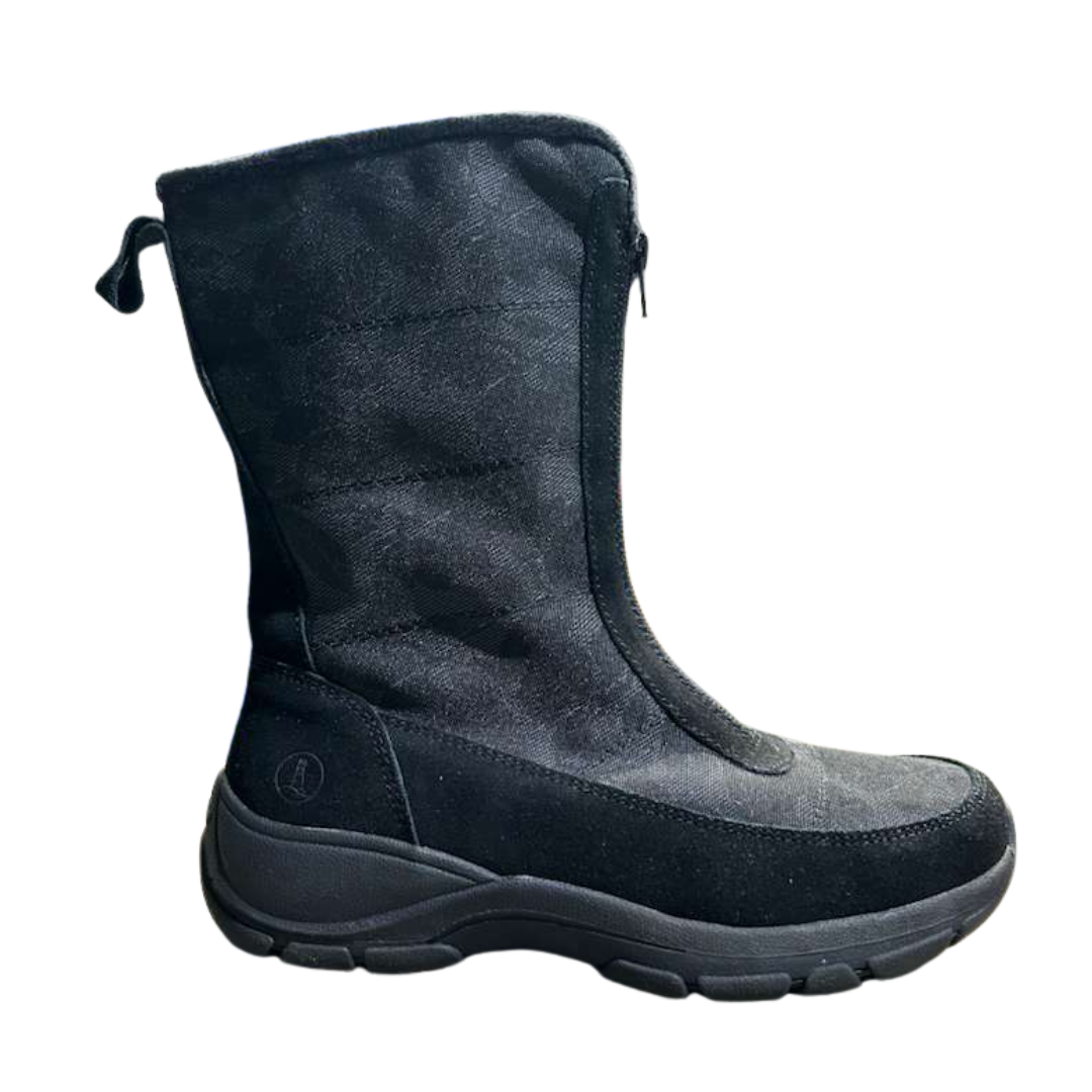 Lands End Women's Mid Calf Boot Black Zip Up 525814