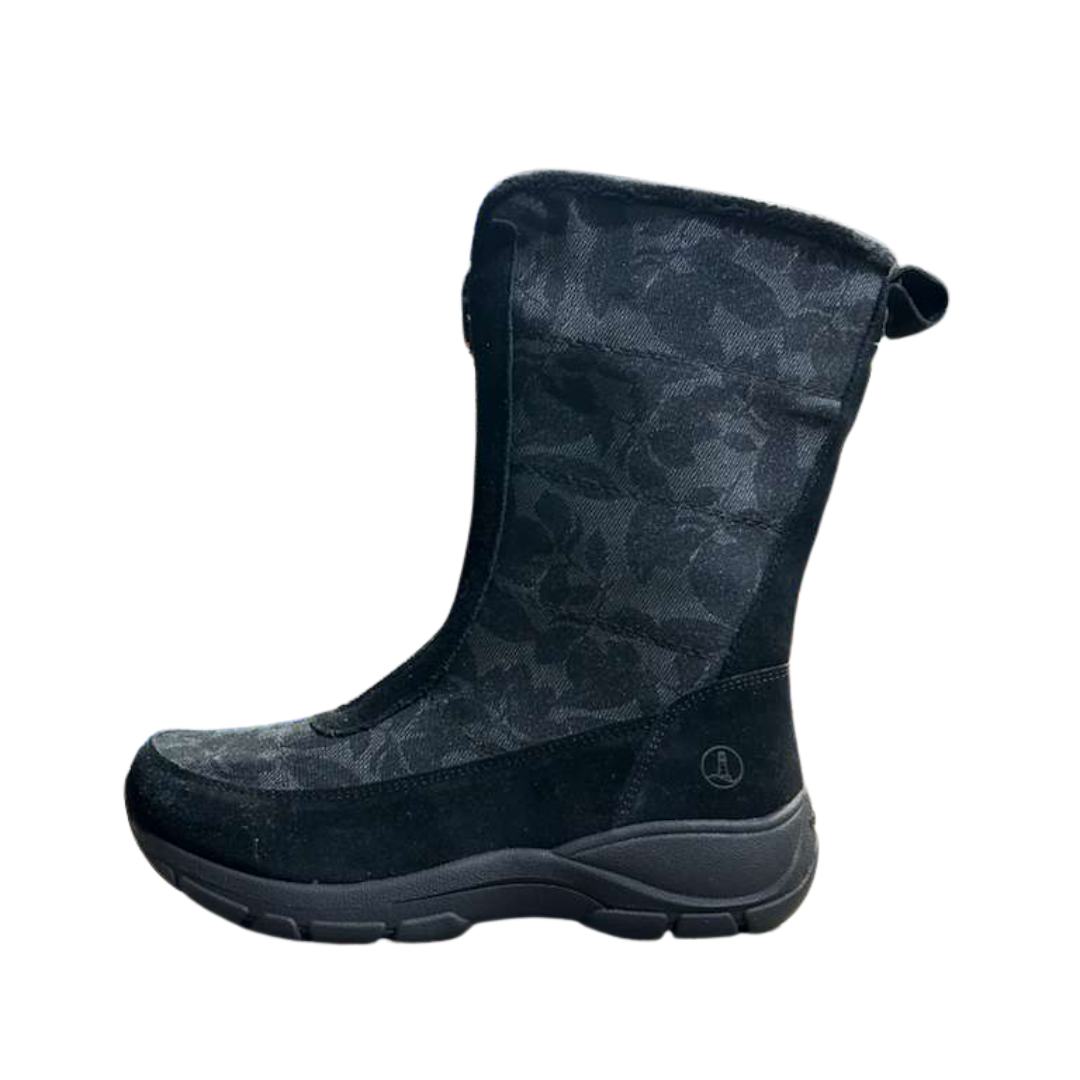 Lands End Women's Mid Calf Boot Black Zip Up 525814