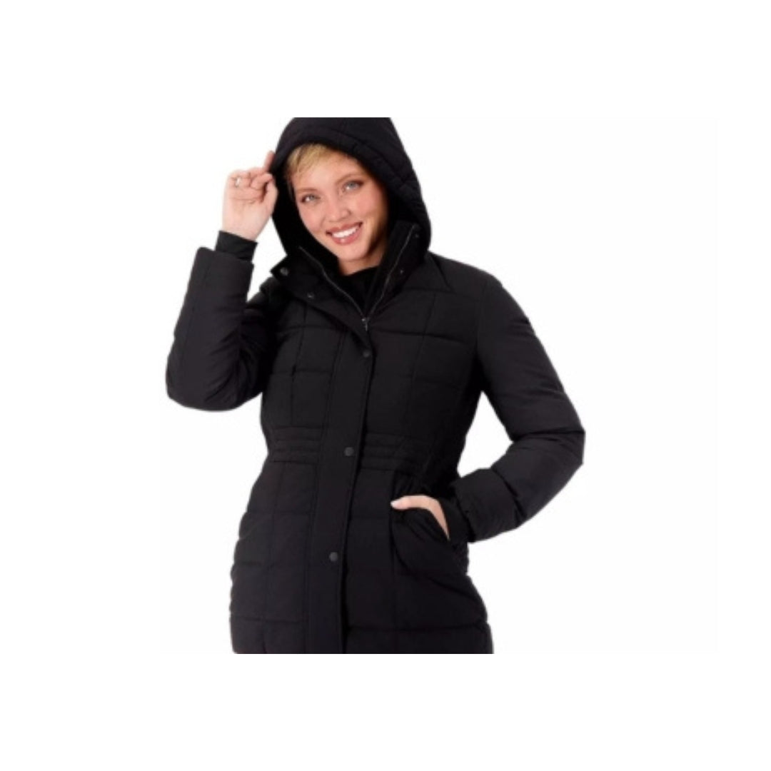 Lands' End Comfort Stretch Mixed Quilted Hooded Jacket