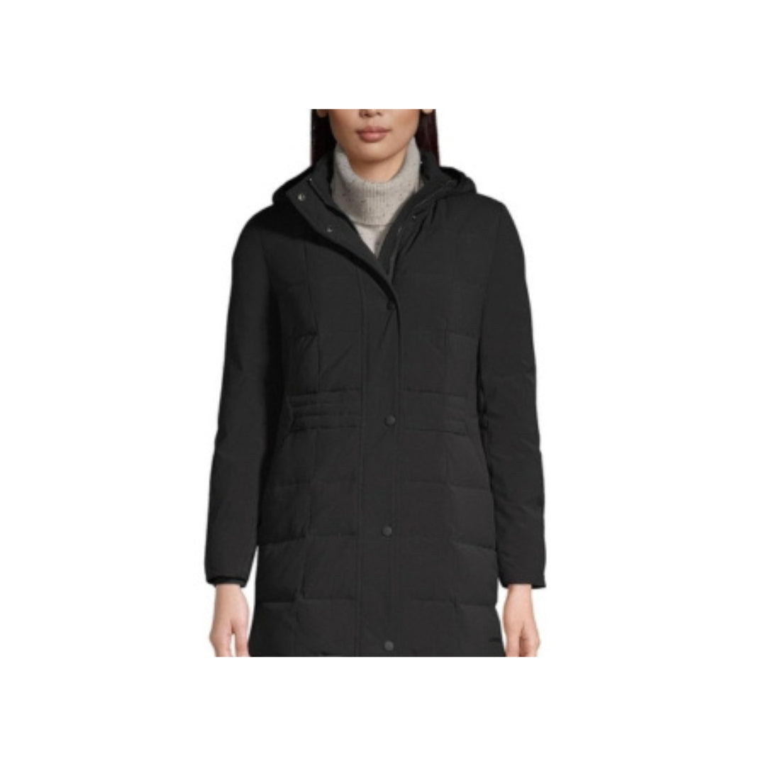 Lands' End Comfort Stretch Mixed Quilted Hooded Jacket