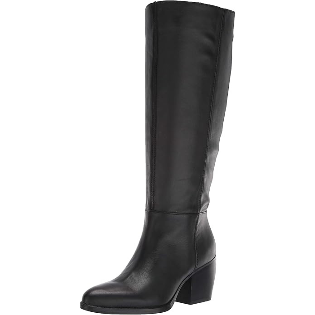 Naturalizer Women's Fae Knee High Boot  Black Leather Wide Calf