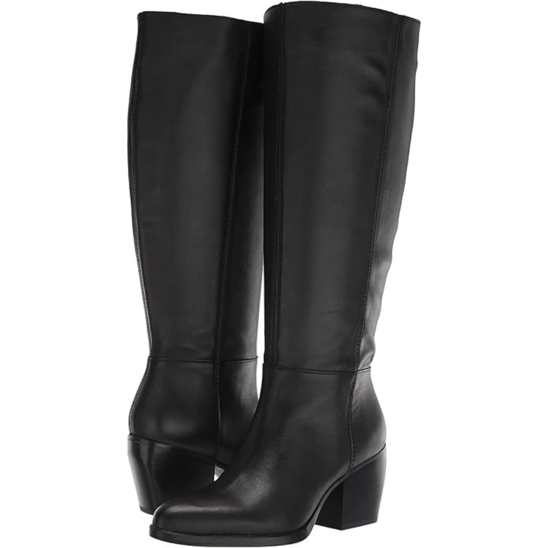Naturalizer Women's Fae Knee High Boot  Black Leather Wide Calf