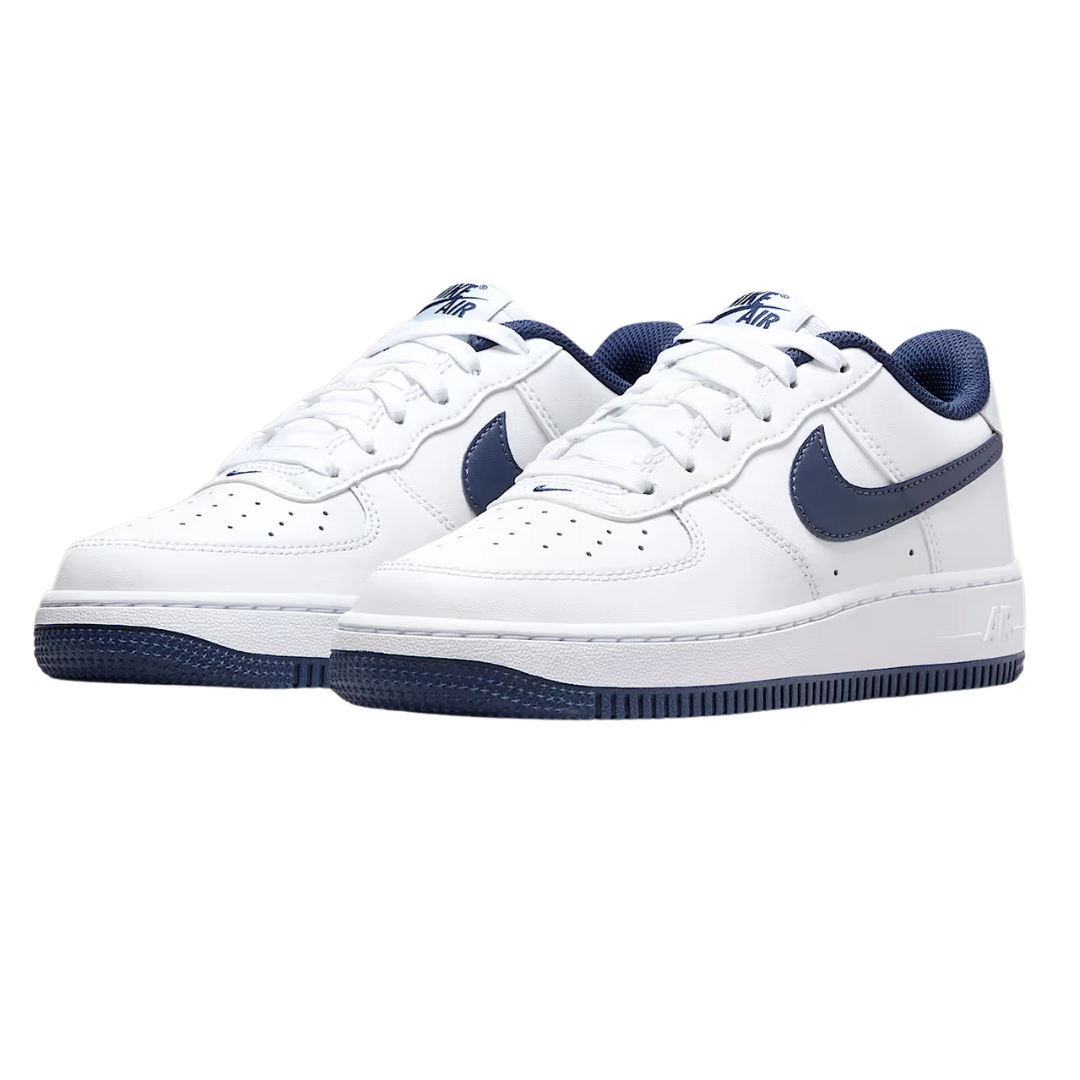 Nike Big Kids Air Force 1 (GS) White/Navy Shoes FV5948-104