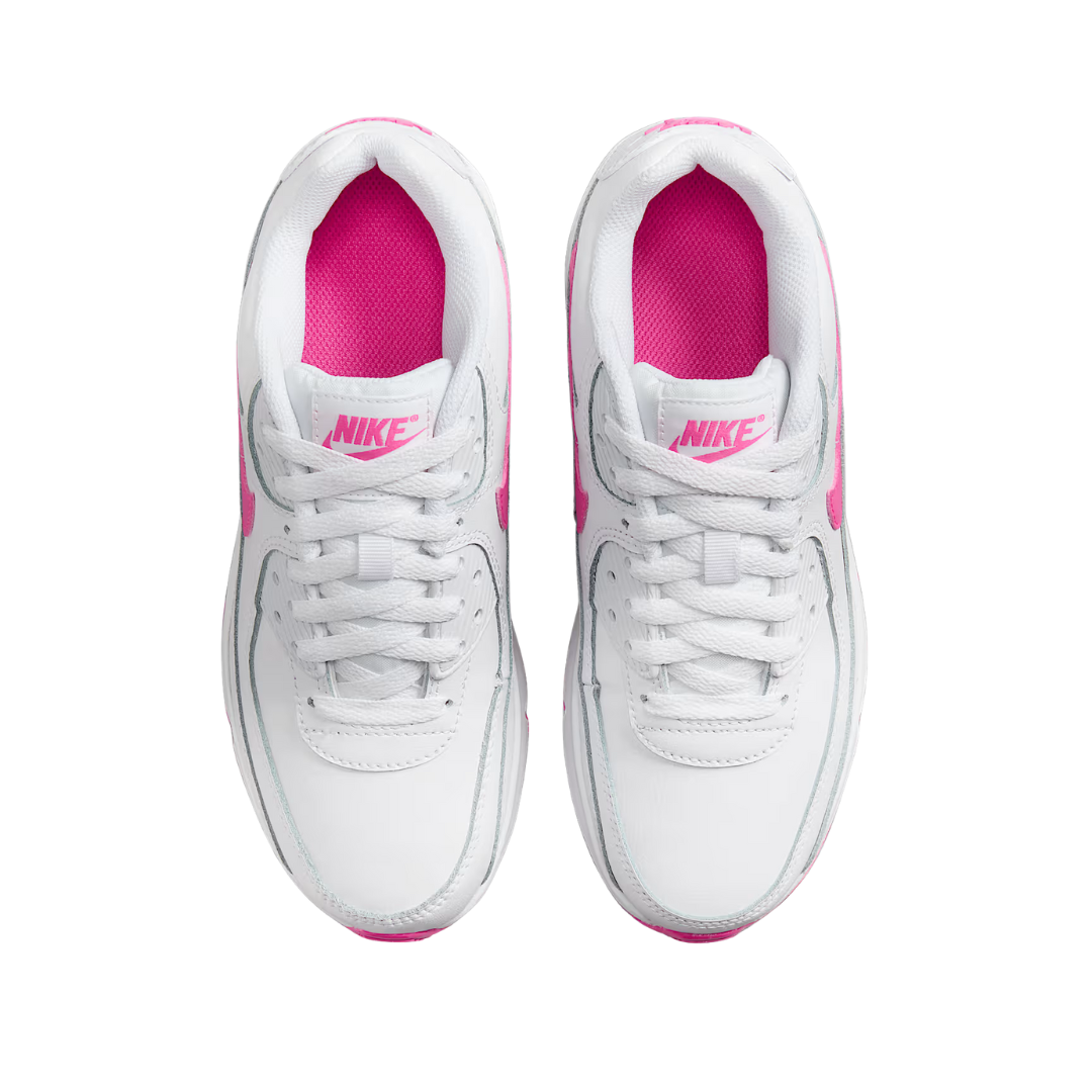 Nike Big Kids' Air Max 90 Shoes – White/Laser Fuchsia HF6358-101