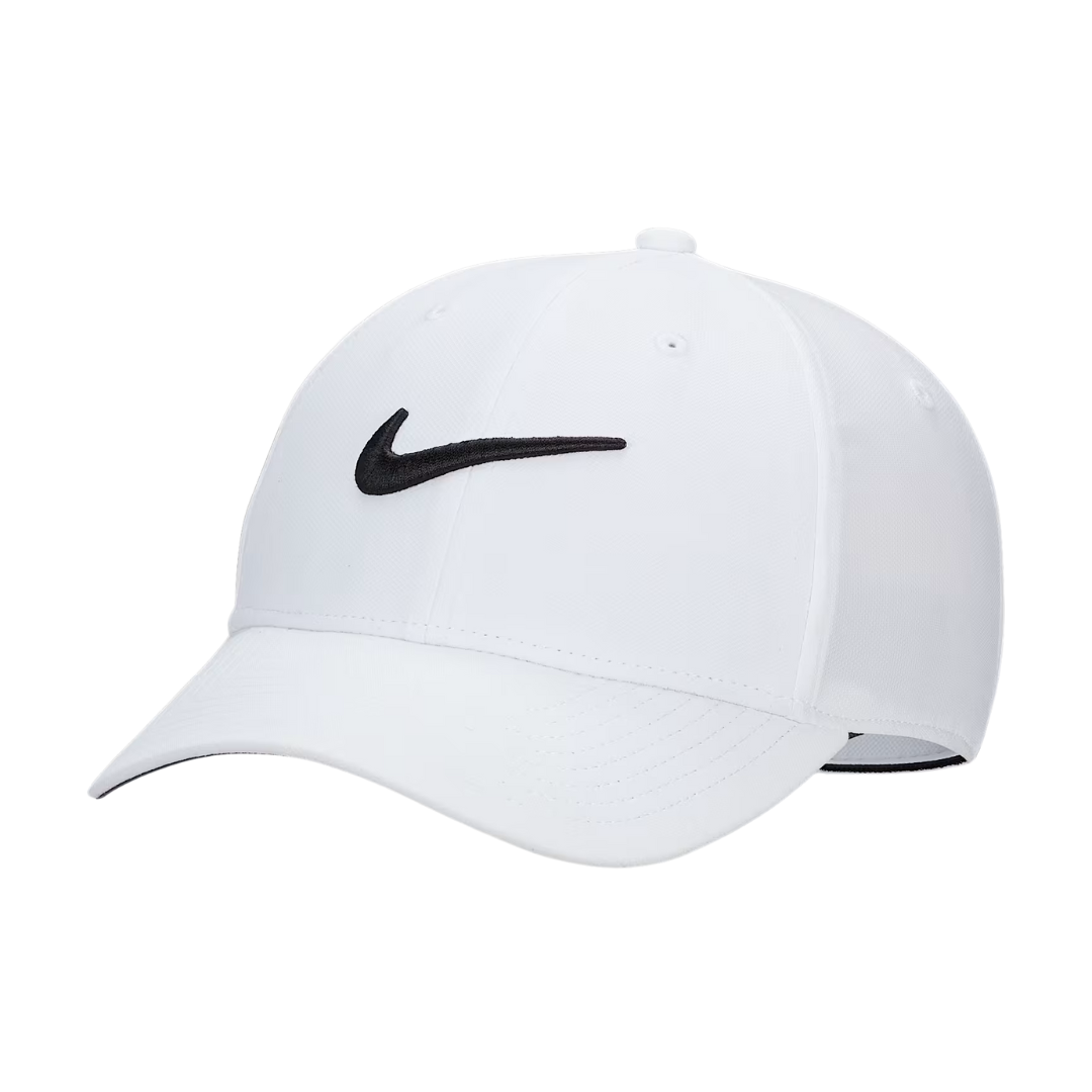 Nike Dri-FIT Club Structured Swoosh Cap – White/Black (FB5625-100)