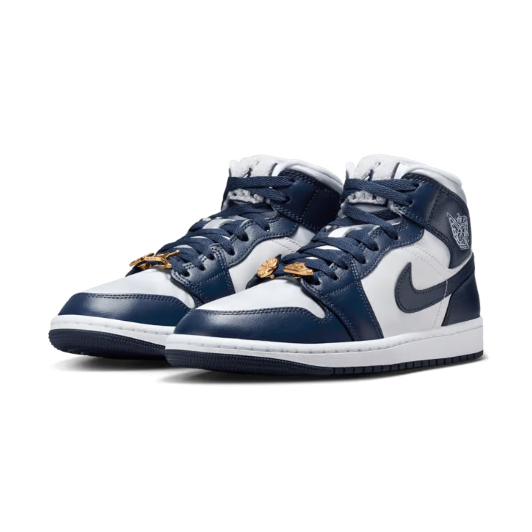 Nike Air Jordan 1 Mid 'Midnight Navy Gold Charms' Shoes– FZ8777-044