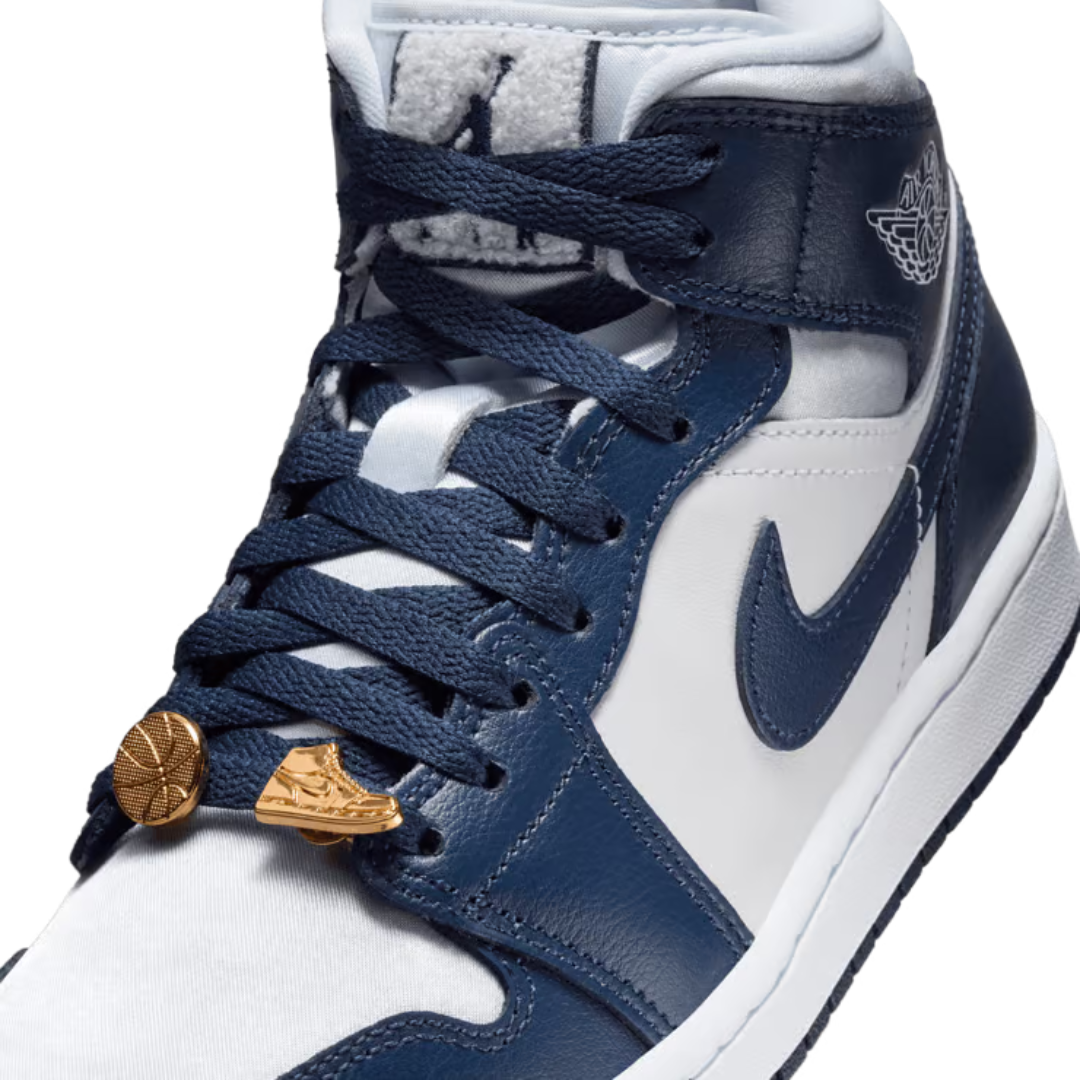Nike Air Jordan 1 Mid 'Midnight Navy Gold Charms' Shoes– FZ8777-044
