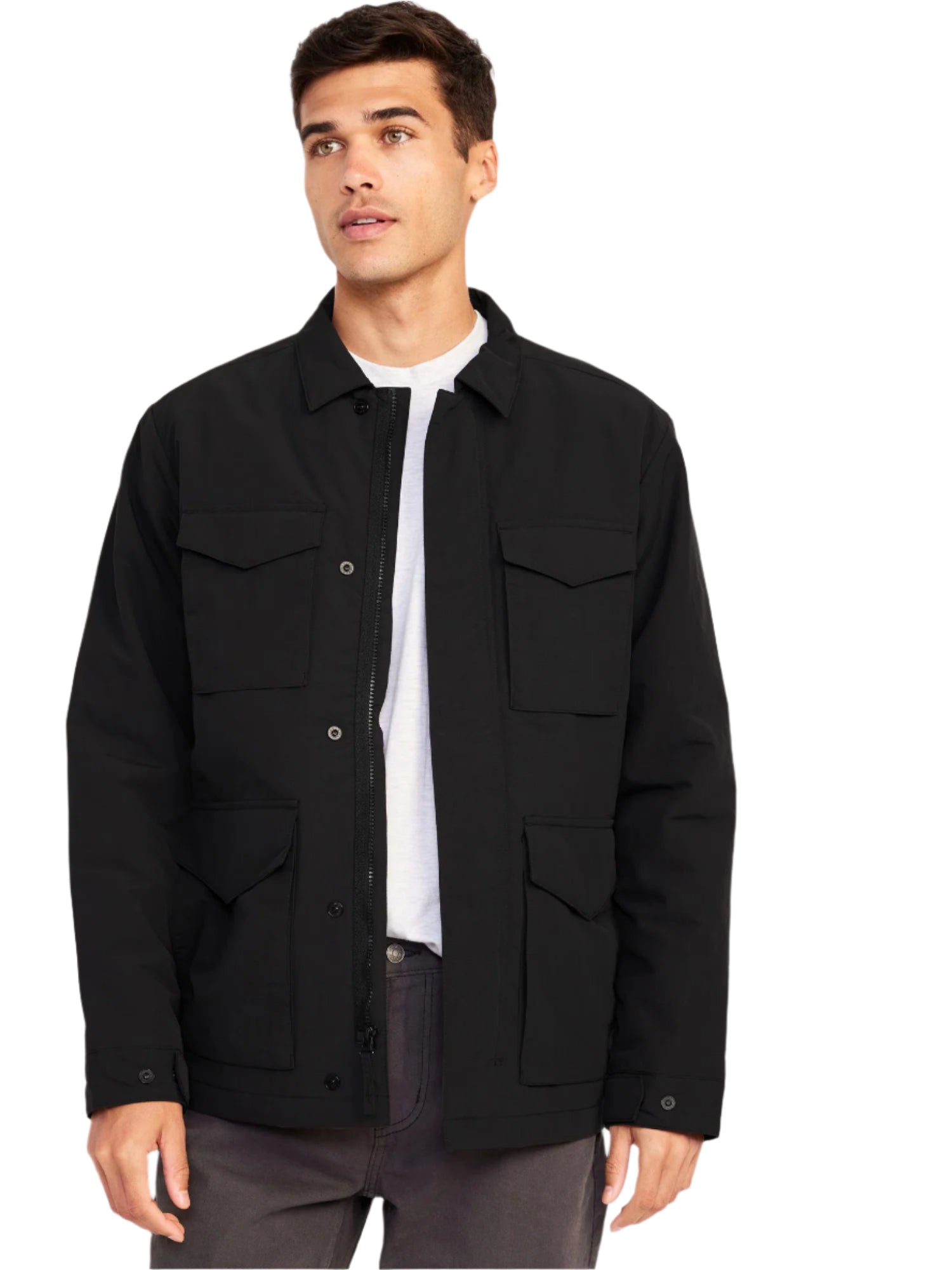 Chaqueta técnica utilitaria Old Navy para hombre, color negro, 746648-02-1
