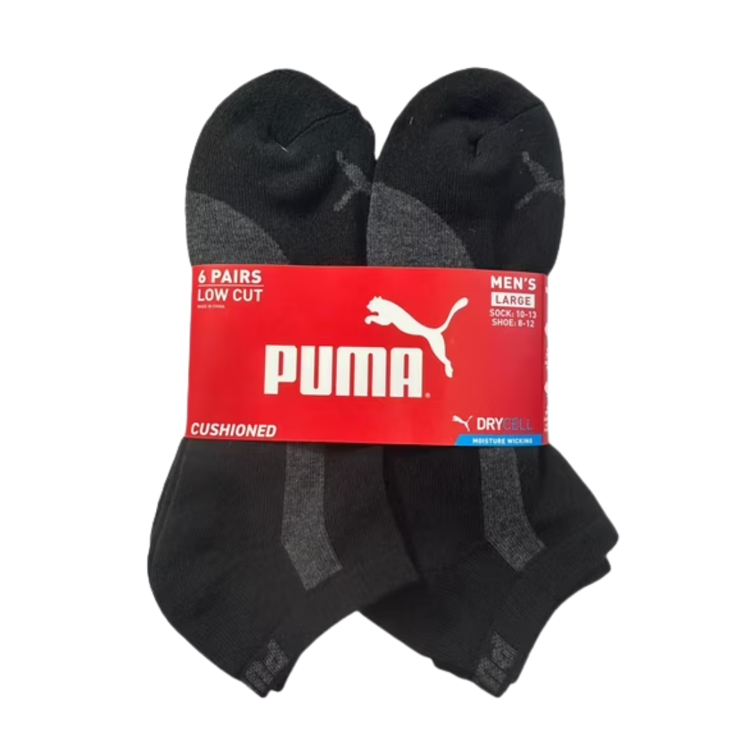 Puma Men’s Low-Cut No-Show Socks – 6-Pair Black