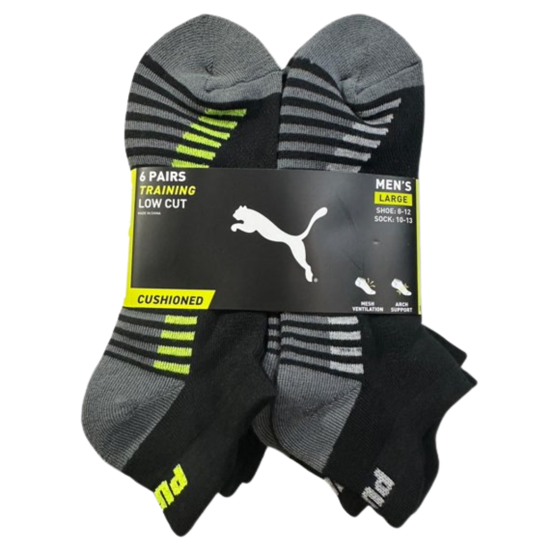 Puma Men's Low Cut 6 Pack Cushioned Socks