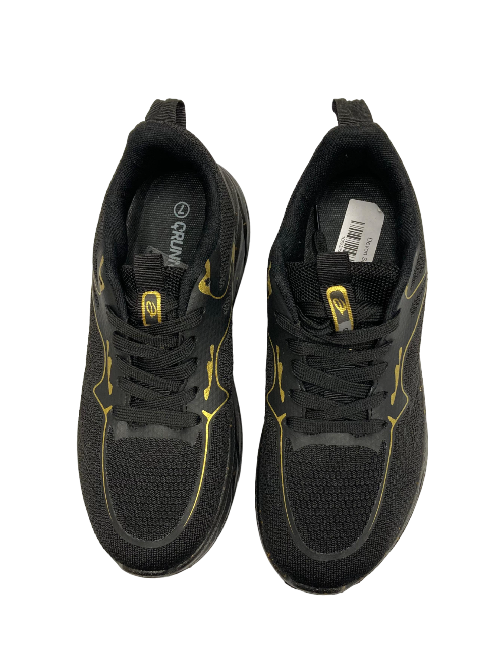 QRunner Black Walking Shoes with Gold Highlight