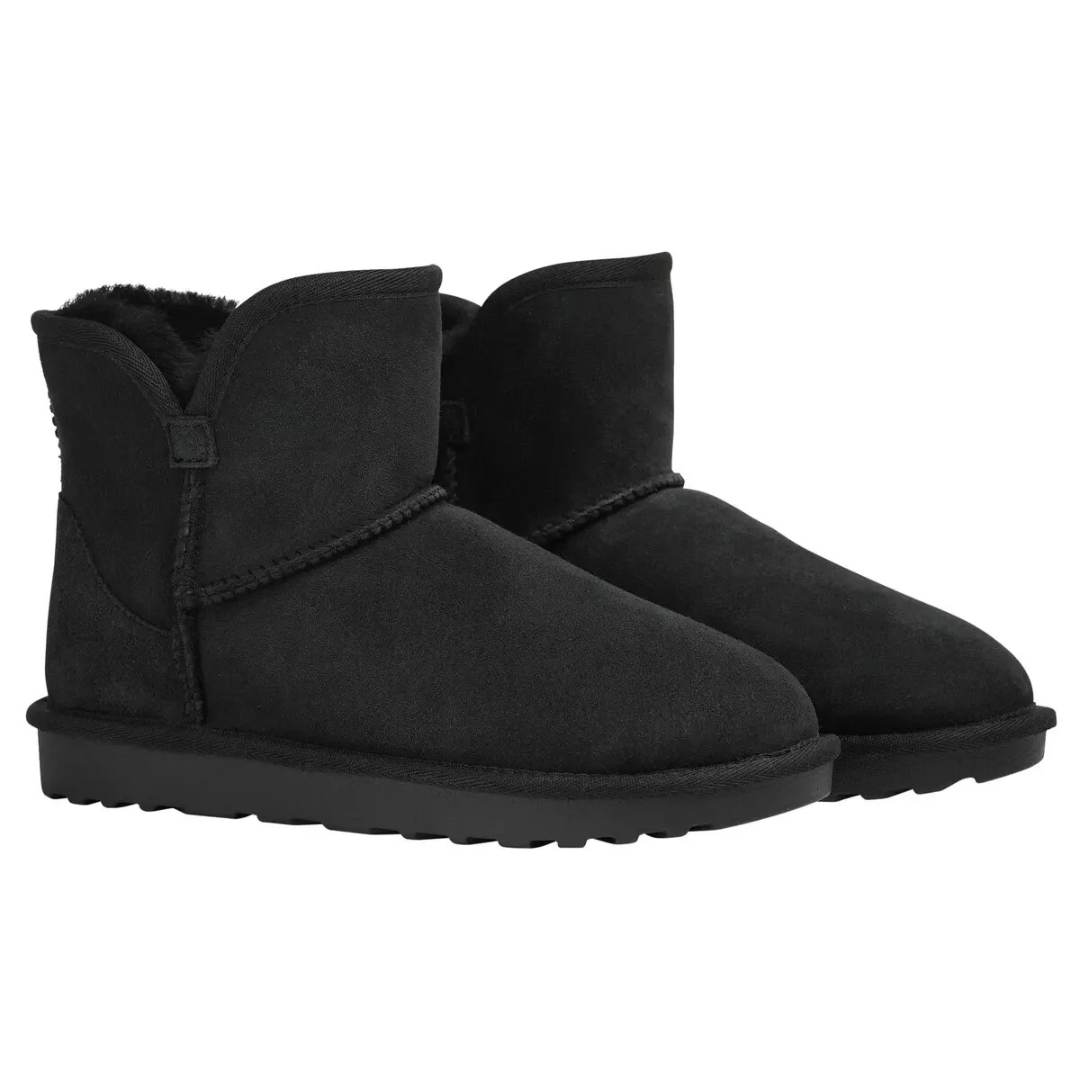 Kirkland Signature Women's Shearling Scalloped Edge Boots Black Itm.1711735