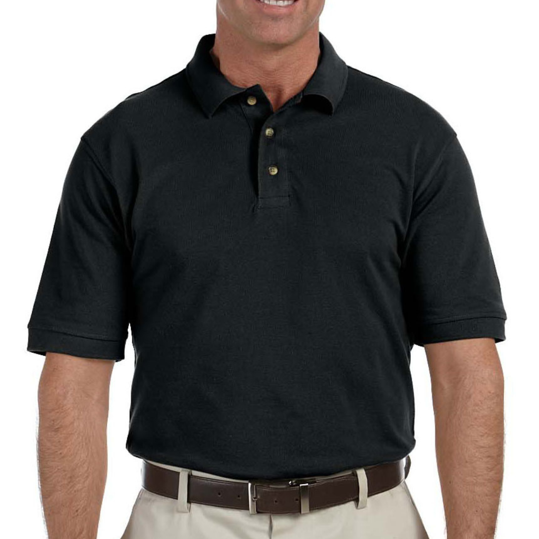 Harriton Men's  Ringspun Cotton Pique Polo M200P BLACK
