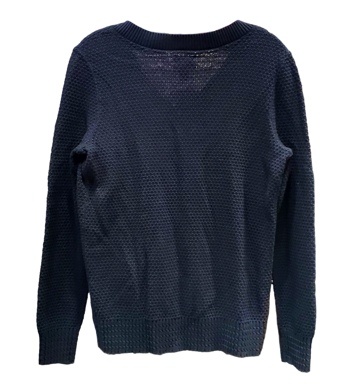 Pull noir à manches longues et col en V en coton pour femme Lands End