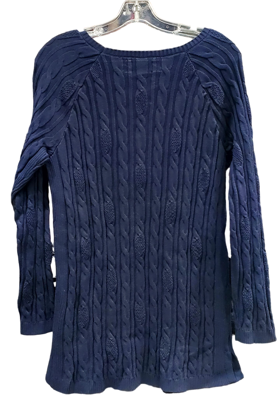 Tunique en coton pour femme Lands End Radian Navy à col ras du cou et manches longues