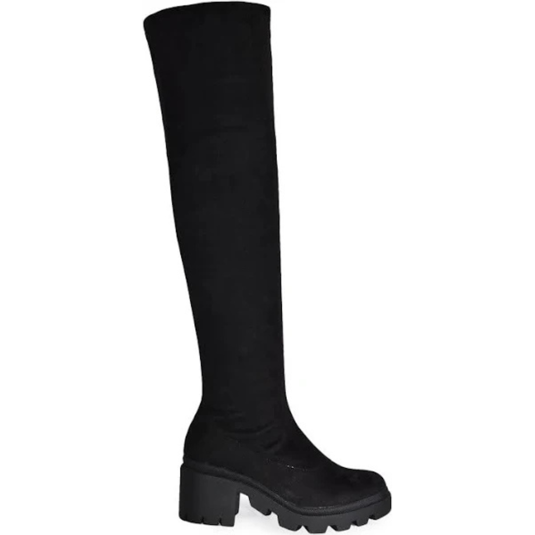 Wild Diva Women's Black Vivica Wide-Calf Over the Knee Boot