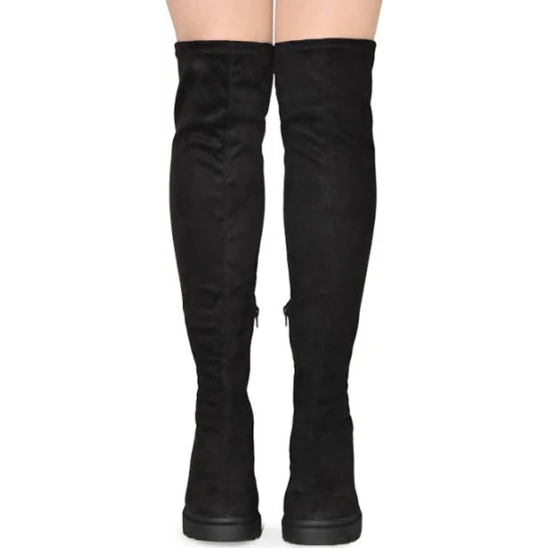 Wild Diva Women's Black Vivica Wide-Calf Over the Knee Boot