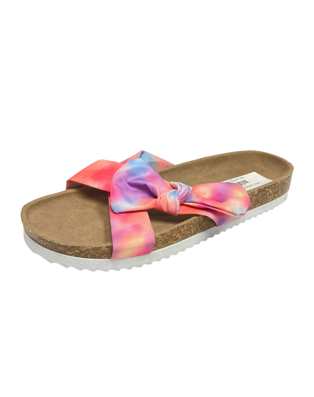 Sandalias multicolor para mujer con lazo tie dye rosa