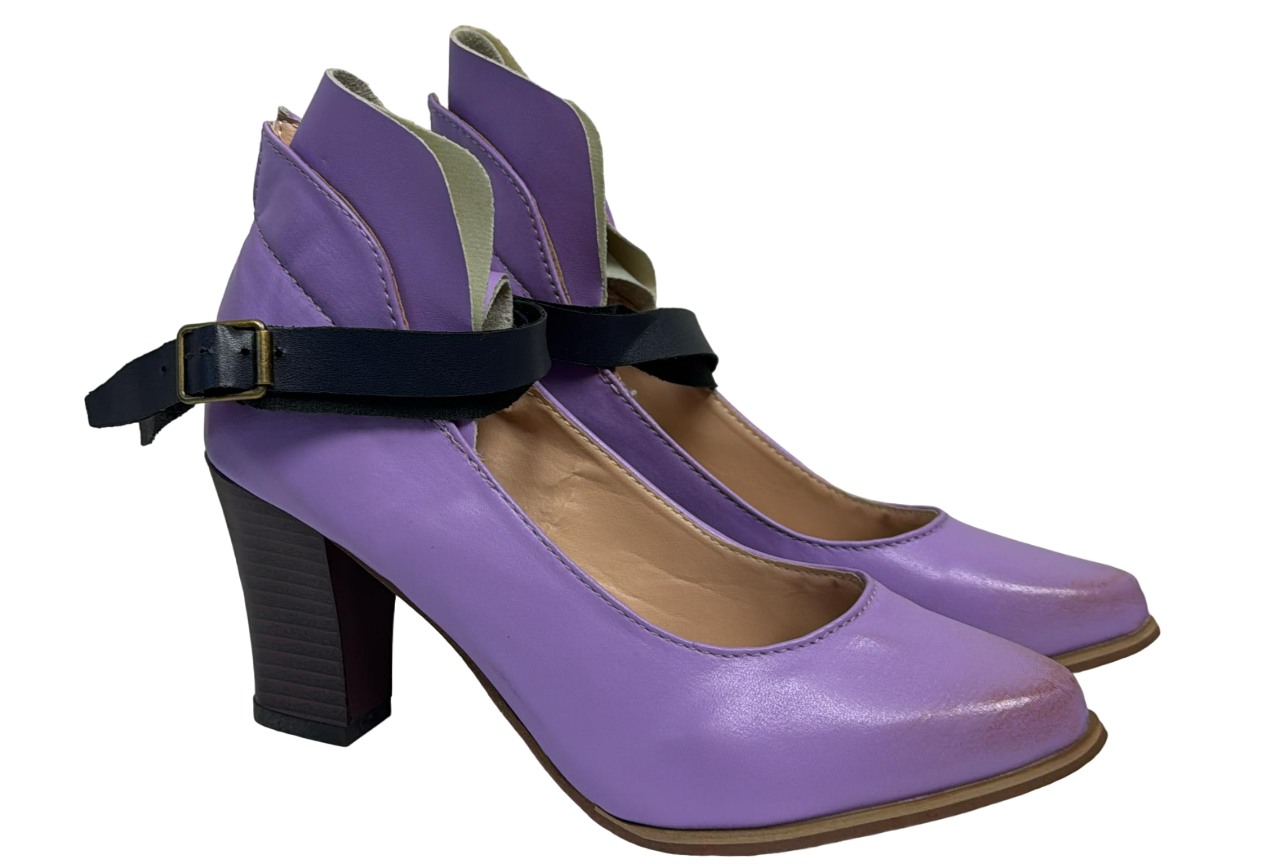 Women's Purple Buckle Strap Pump - Heels