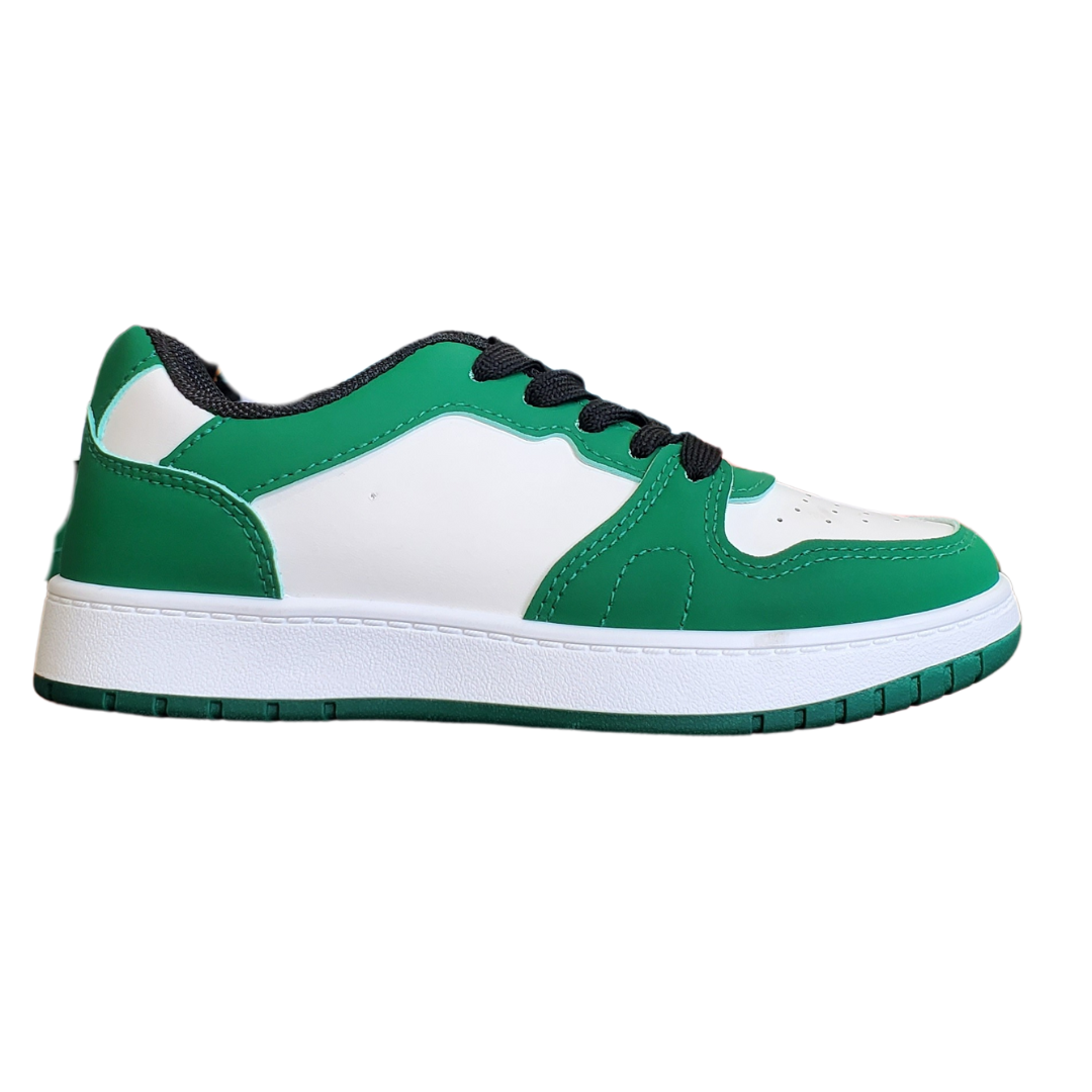 YVO Kids White and Green Sneakers