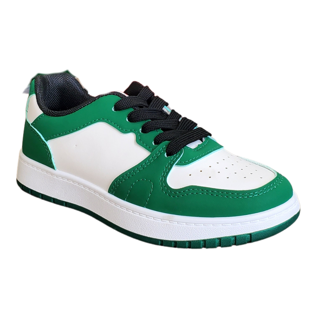 YVO Kids White and Green Sneakers