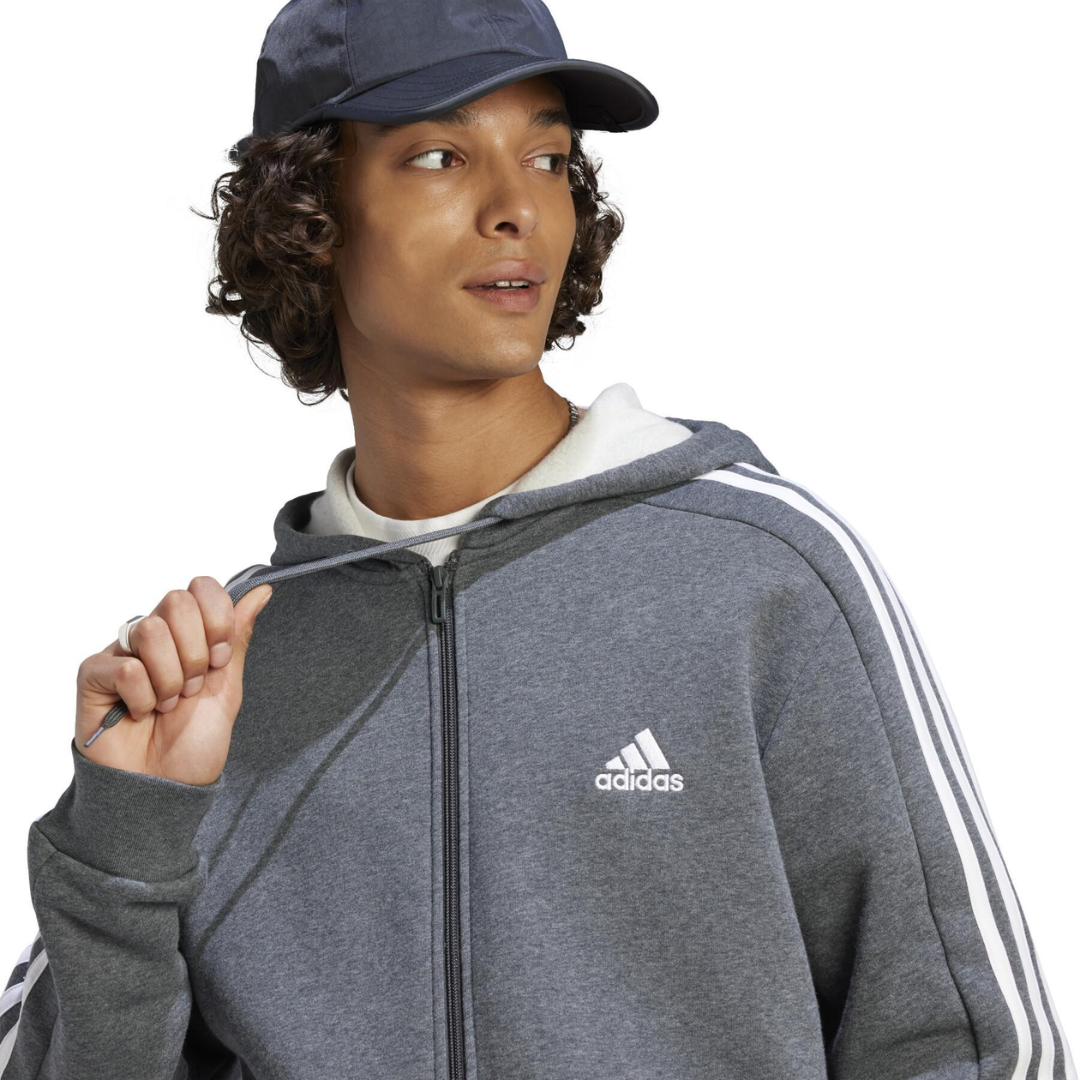 adidas Men’s Essentials Fleece 3-Stripes Full-Zip Hoodie - IJ6480