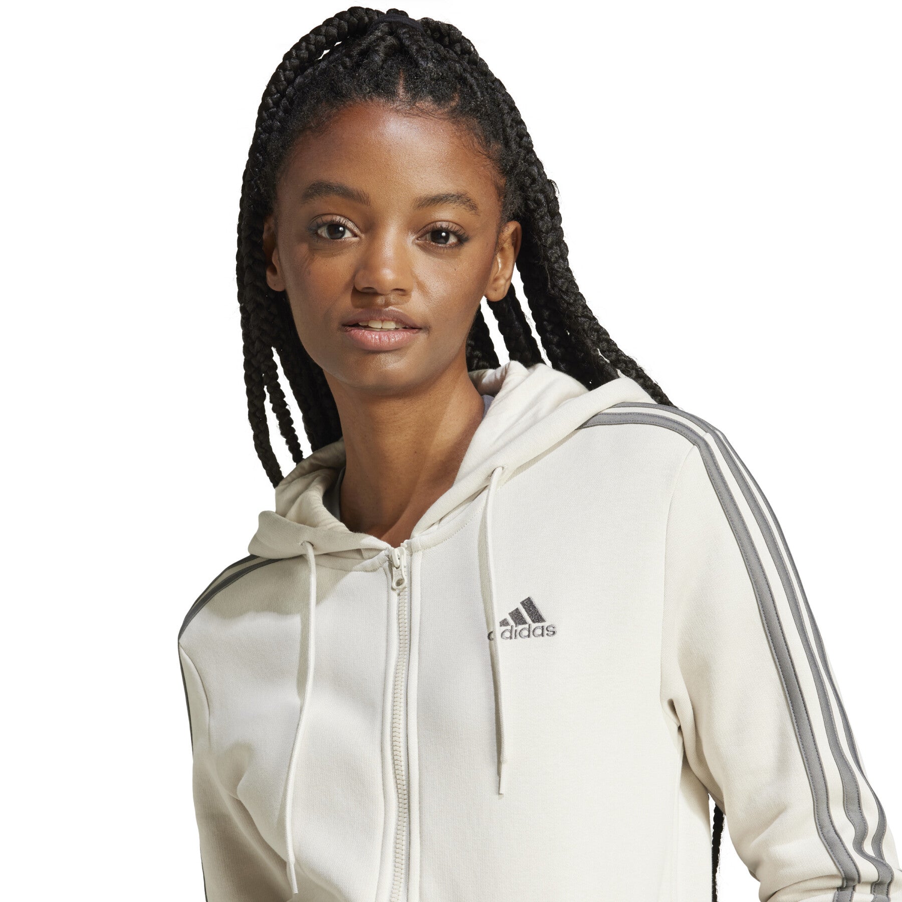 Adidas Women's Fleece Zip Hoodie Aluminium Beige | IY1732
